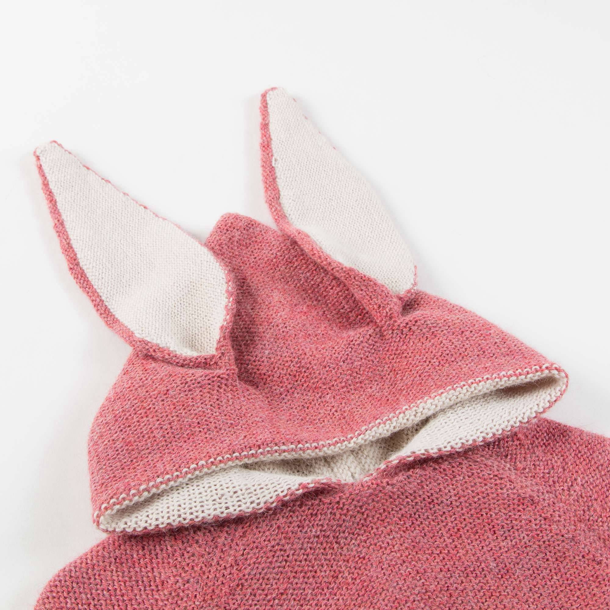 Baby Rose Pink Bunny Alpaca Hooded Sweater
