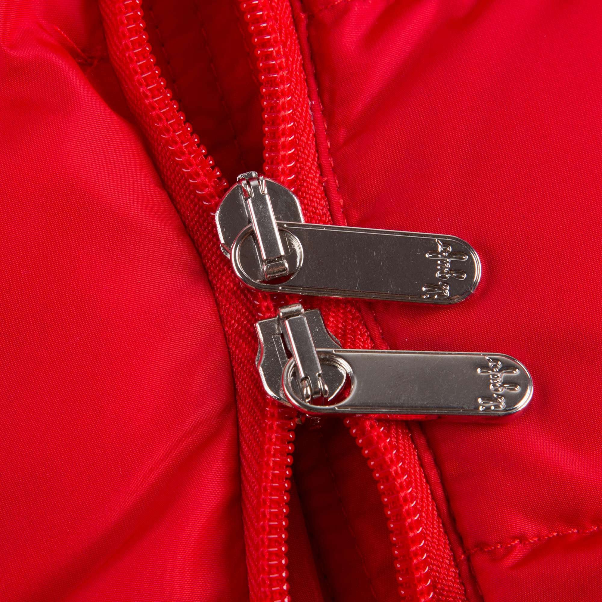 Girls Red Down Padded Coat With Fur