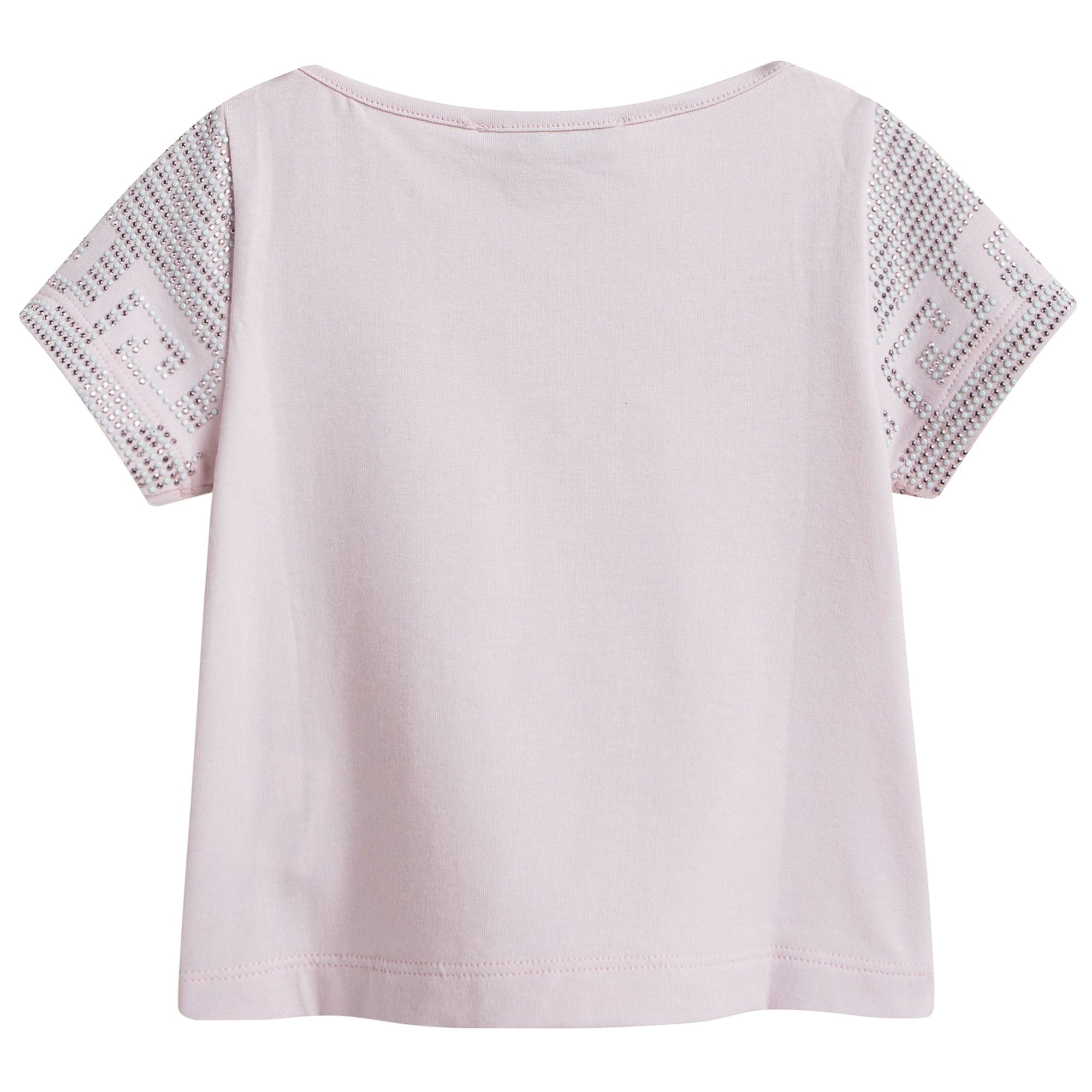 Baby Girls Pink Cotton Blouse With Gold Rhinestone Trims