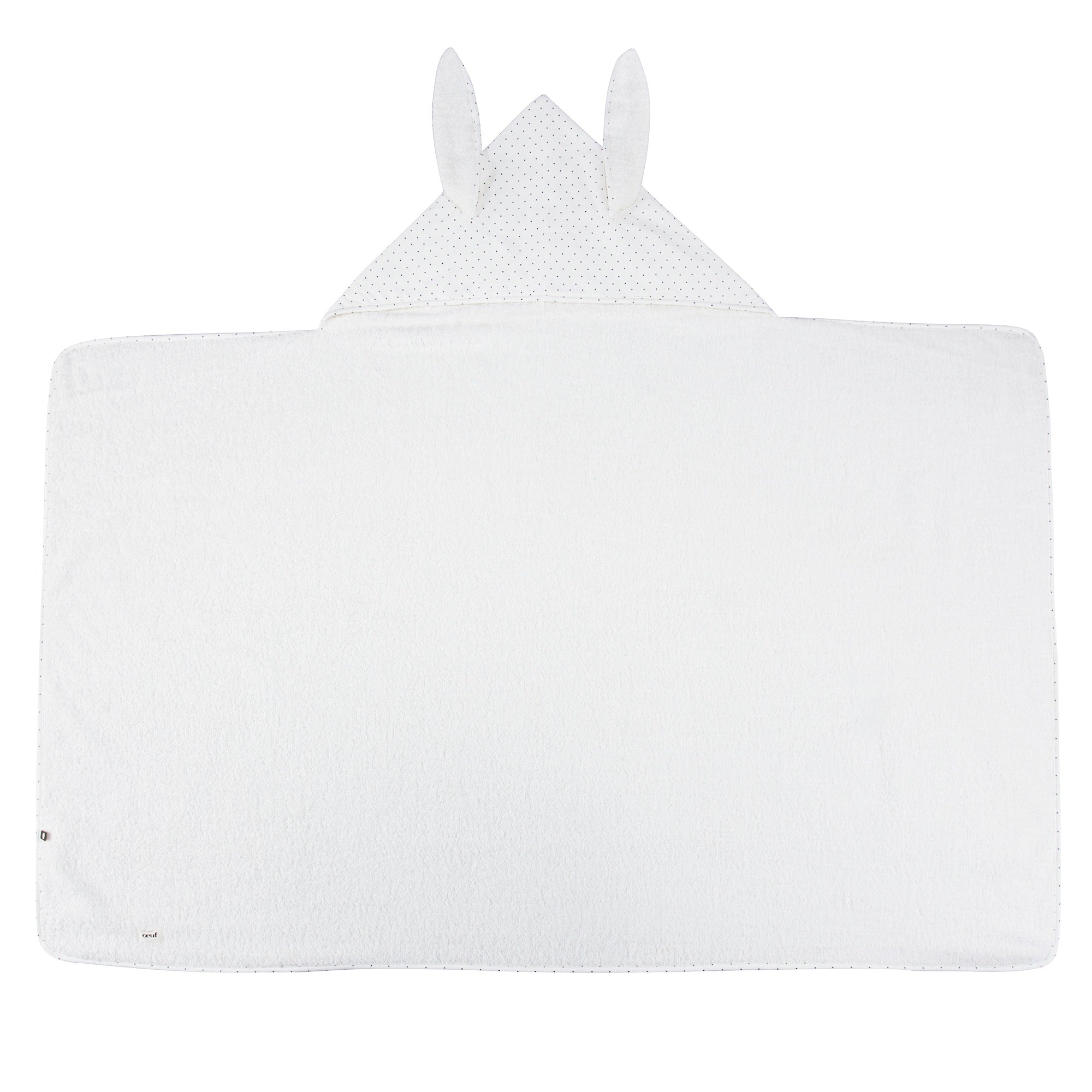 Girls White & Indigo Dots Cotton Toddler Hooded Towel
