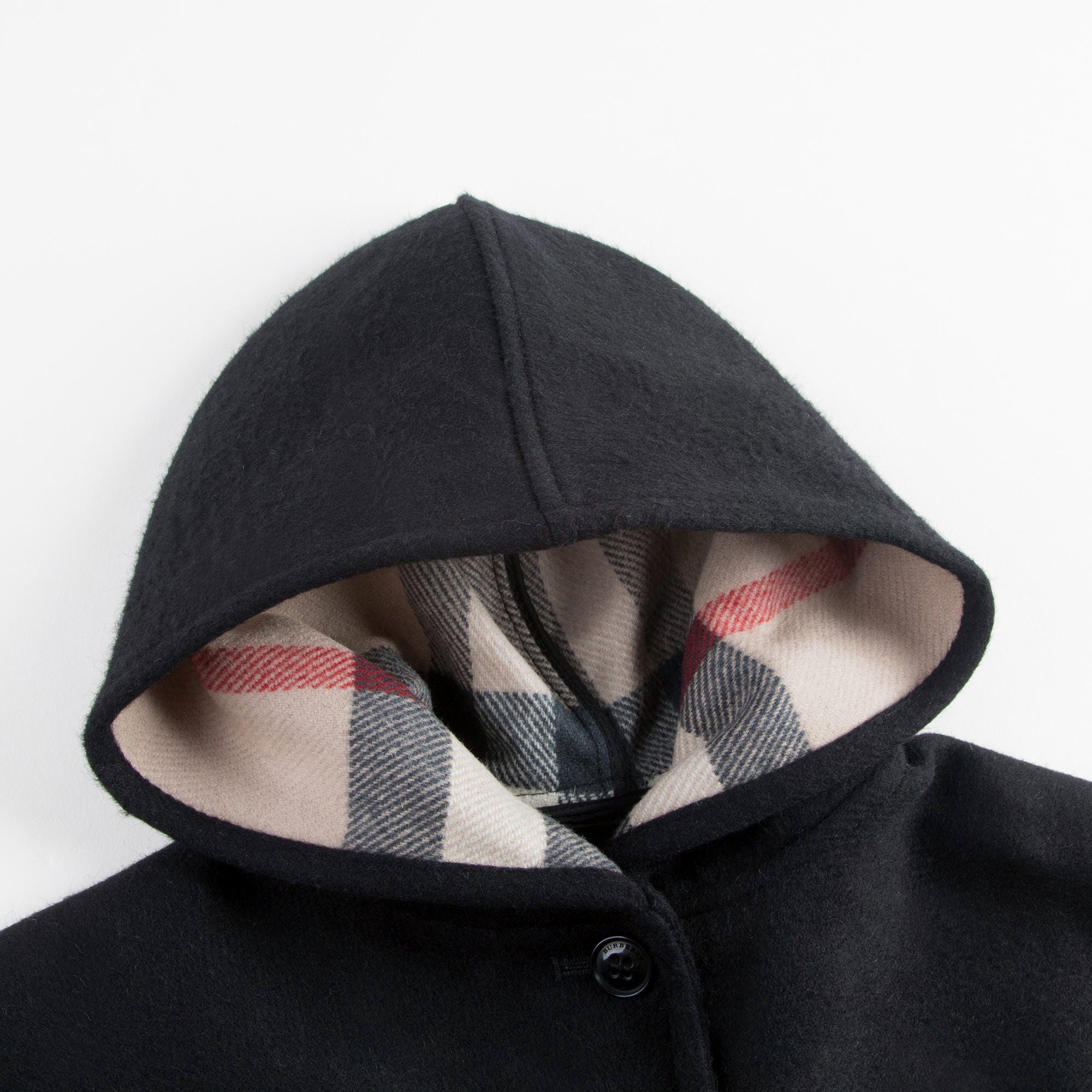 Girls Black Hooded Wool Cape