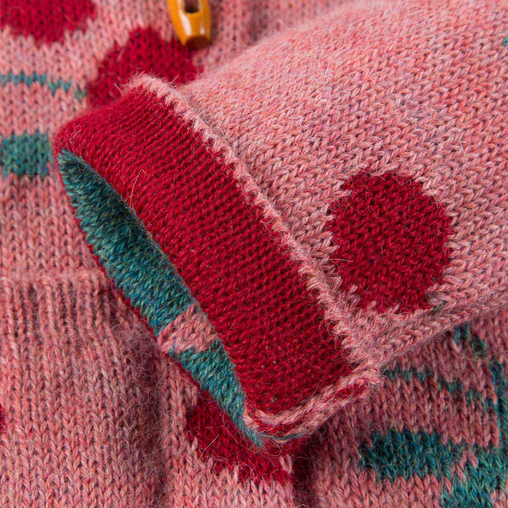 Girls Rose Pink Cherry Alpaca Hooded Coat