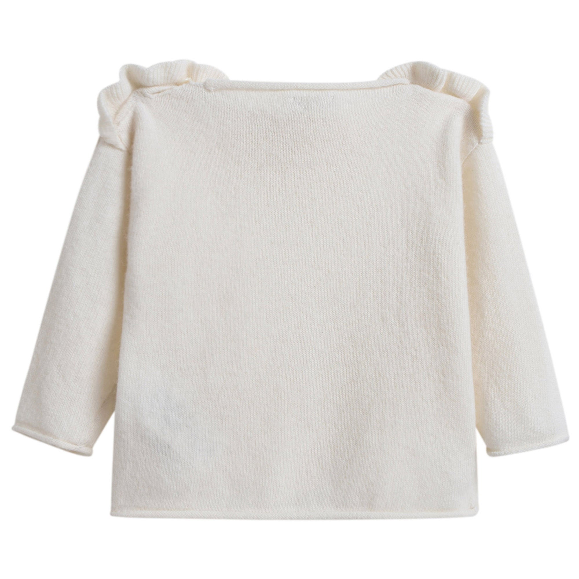 Girls Ivory Wool Sweater with Ruffle