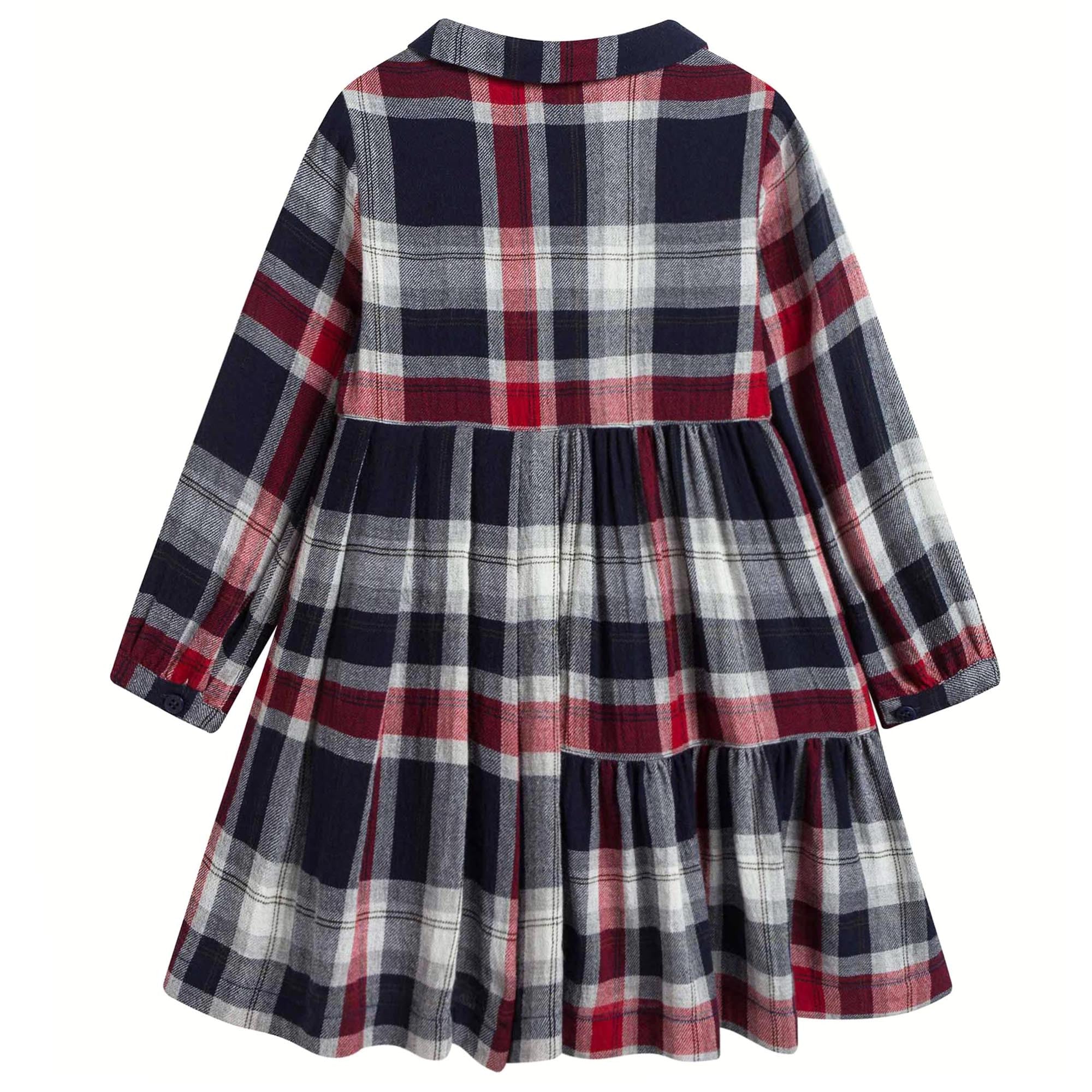 Girls Dark Blue Lattice Dress