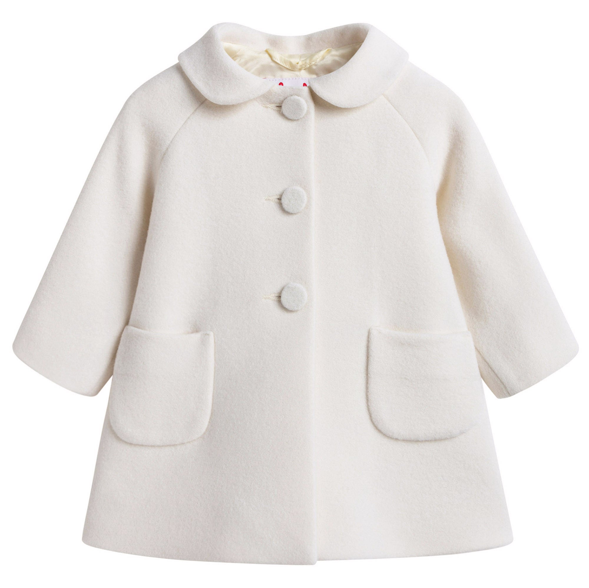 Girls Ivory Wool & Cashmere Coat