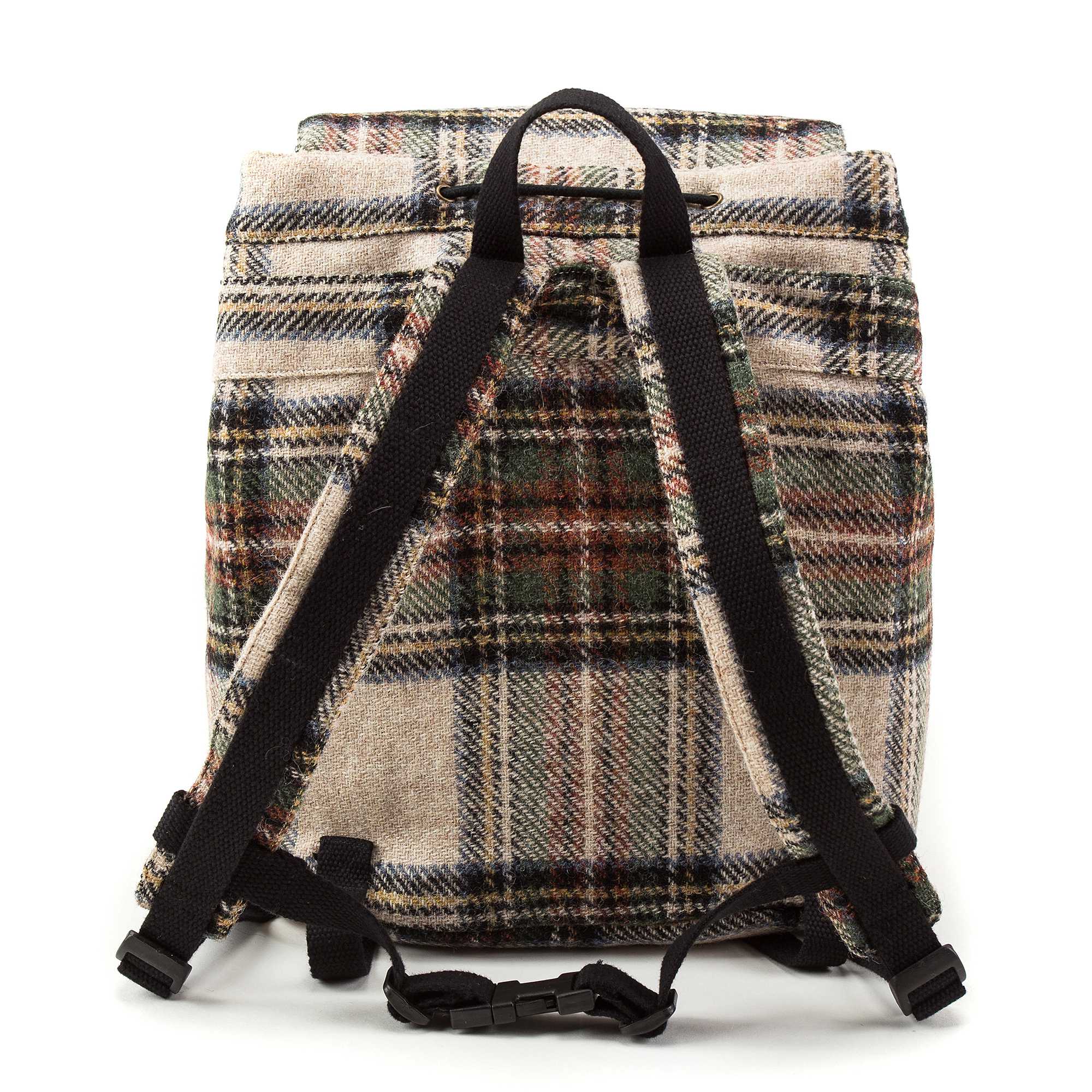 Beige Check Wool Backpack