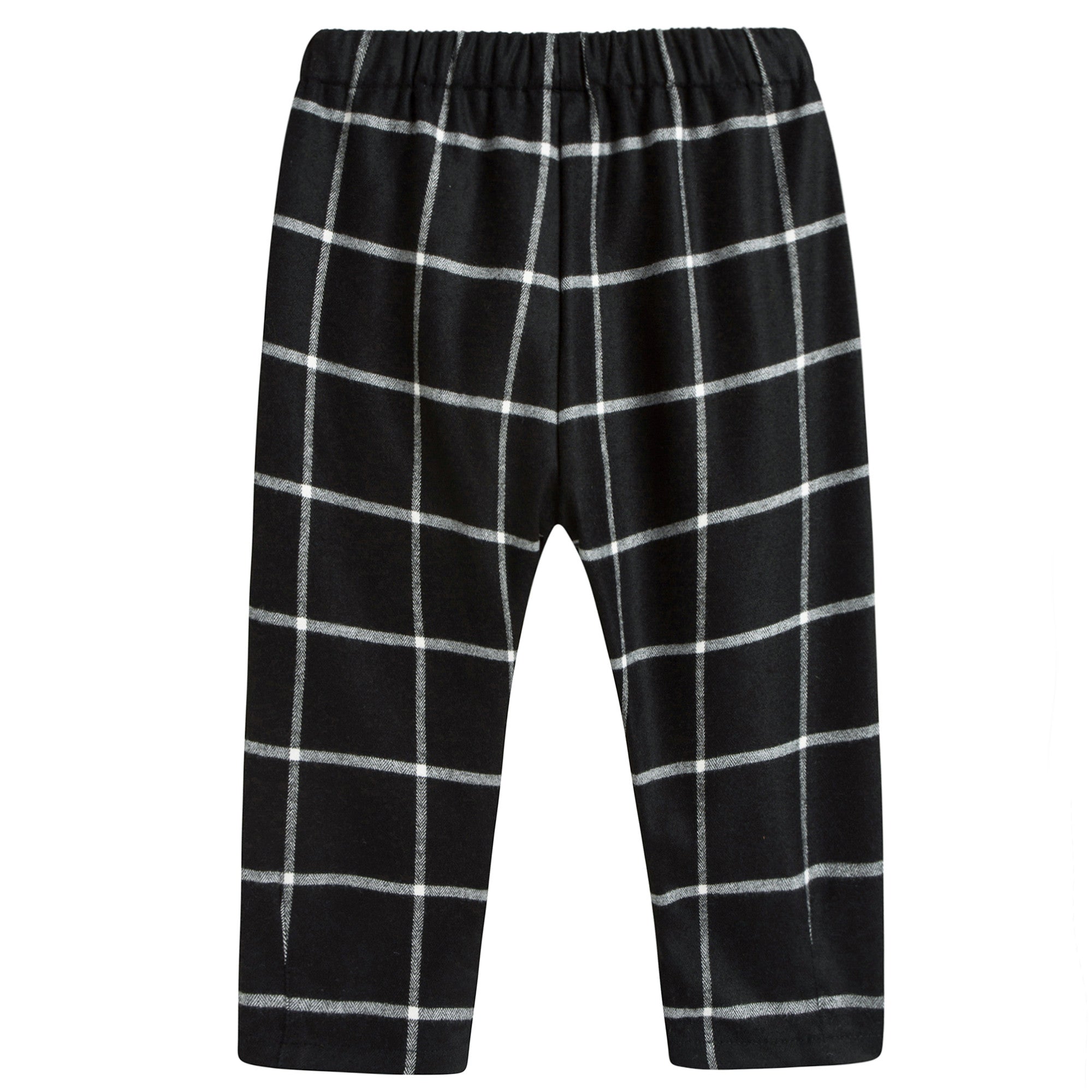 Girls Black Checked Trousers