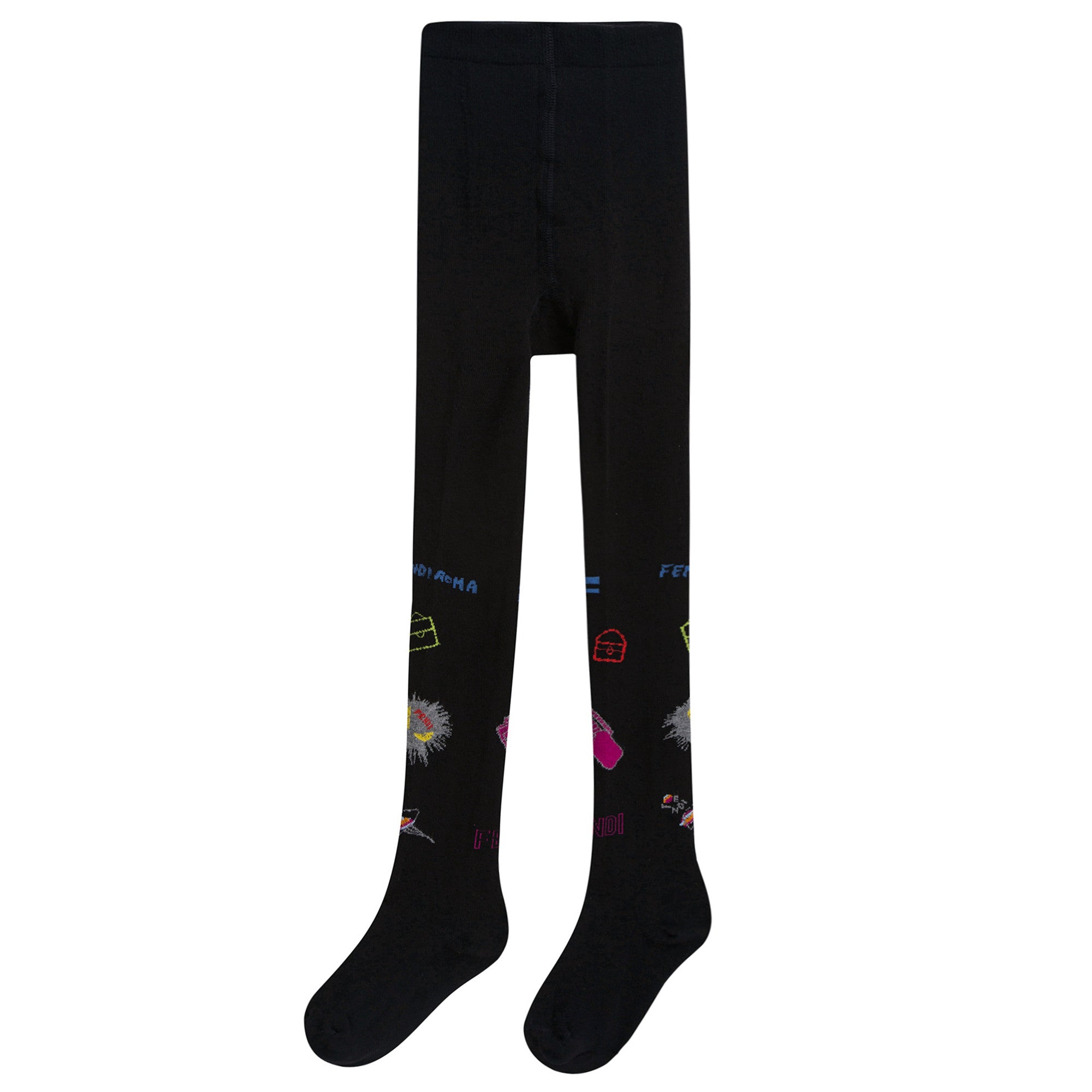 Girls Black Logo Tights