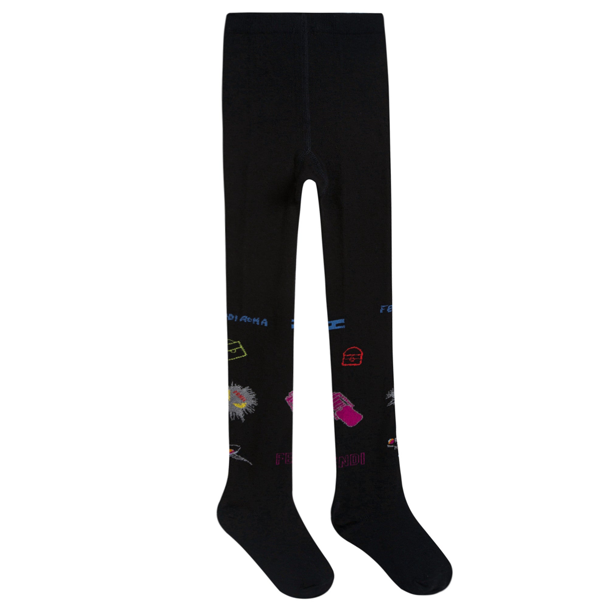 Girls Black Logo Tights