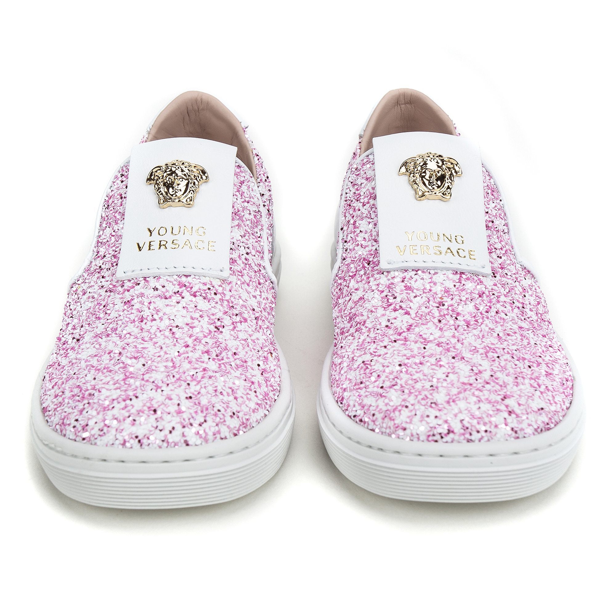 Girls White&Pink Surface Metal Logo Shoes