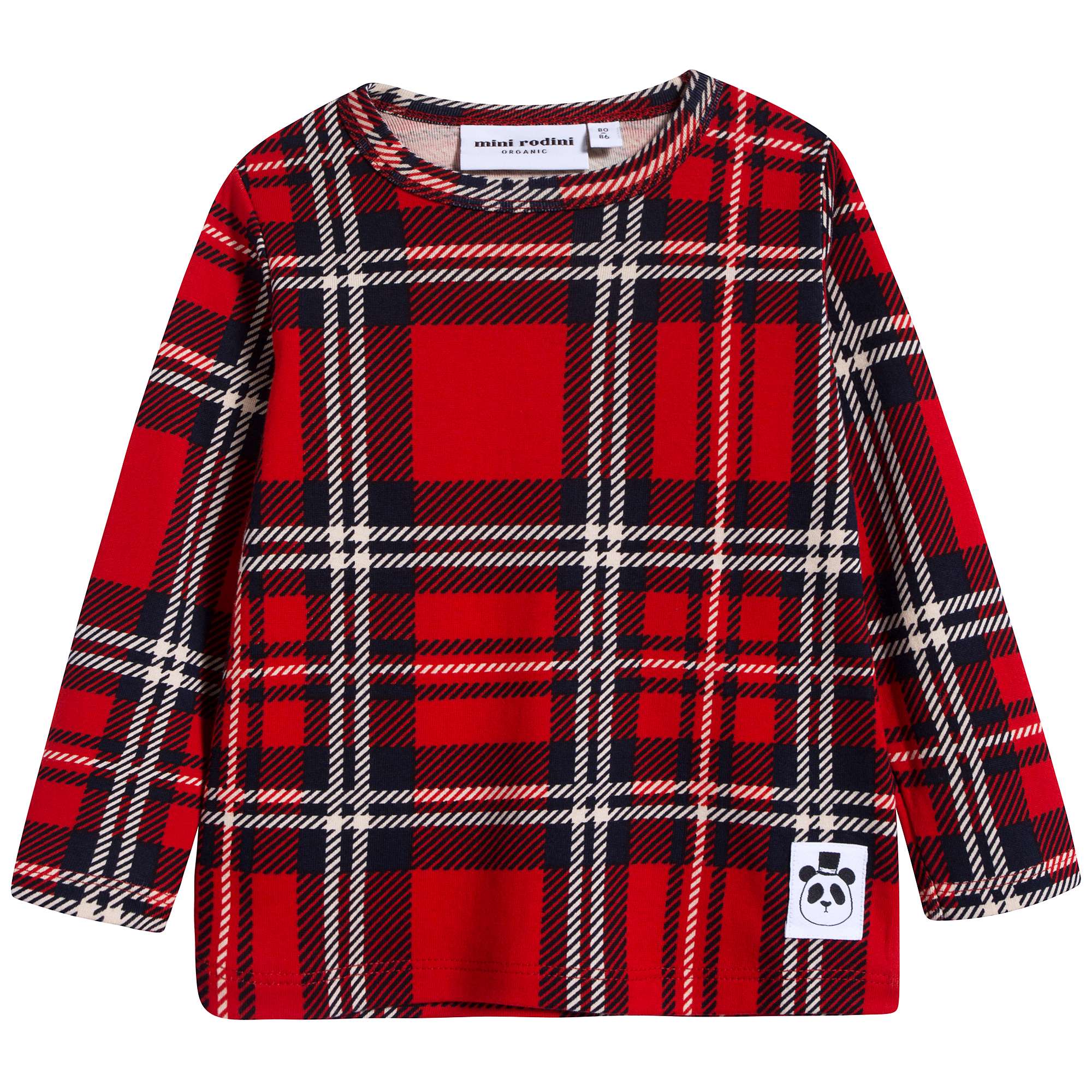 Girls Red Check Organic Cotton T-shirt