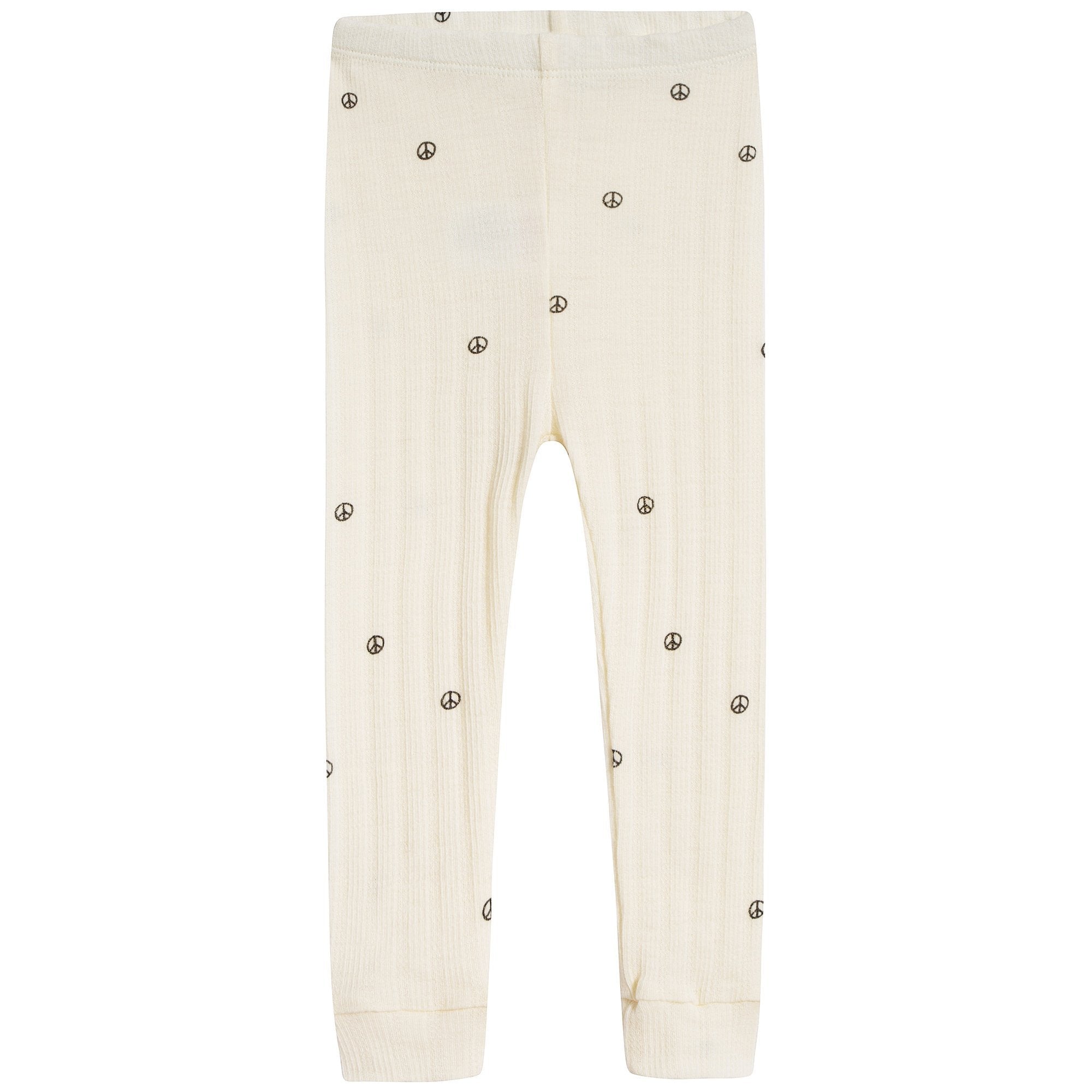 Girls Off White Organic Merino Wool Leggings