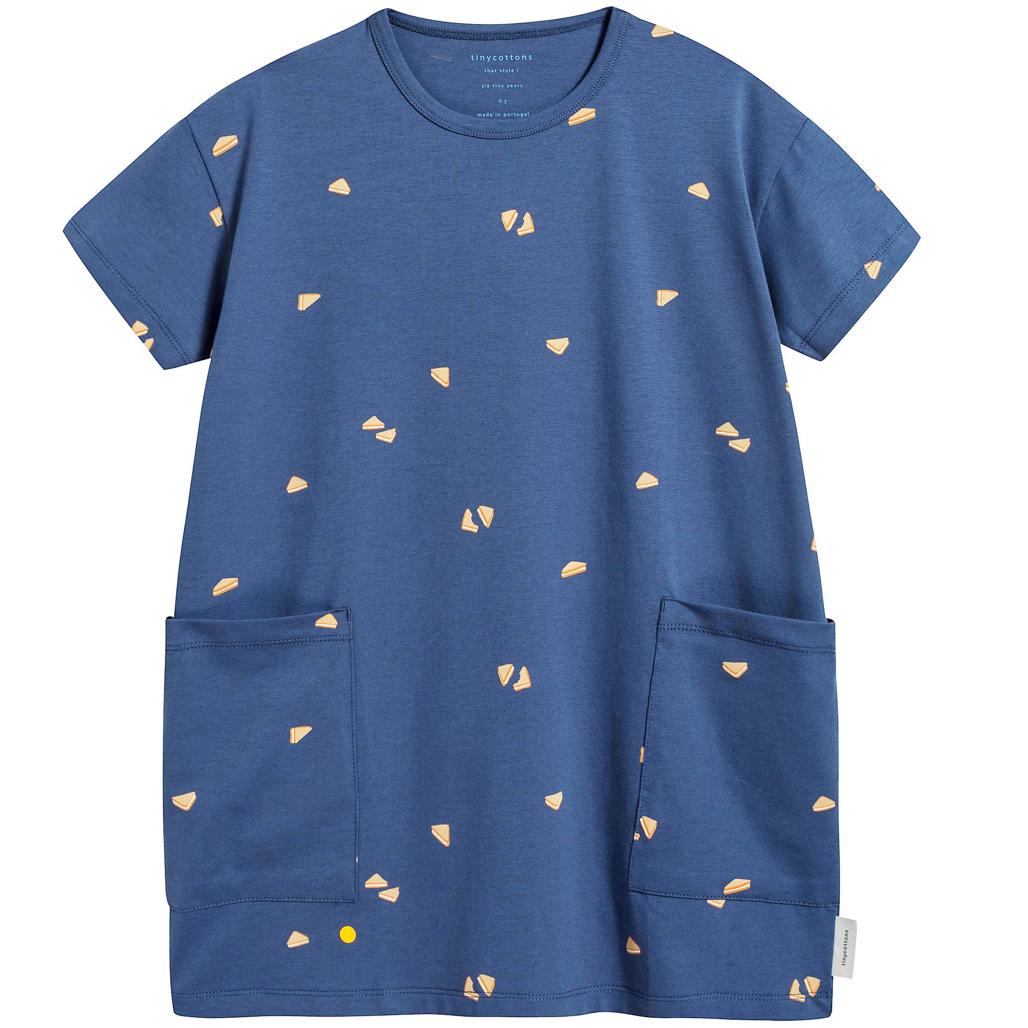 Girls Light Navy Pima Cotton Dress