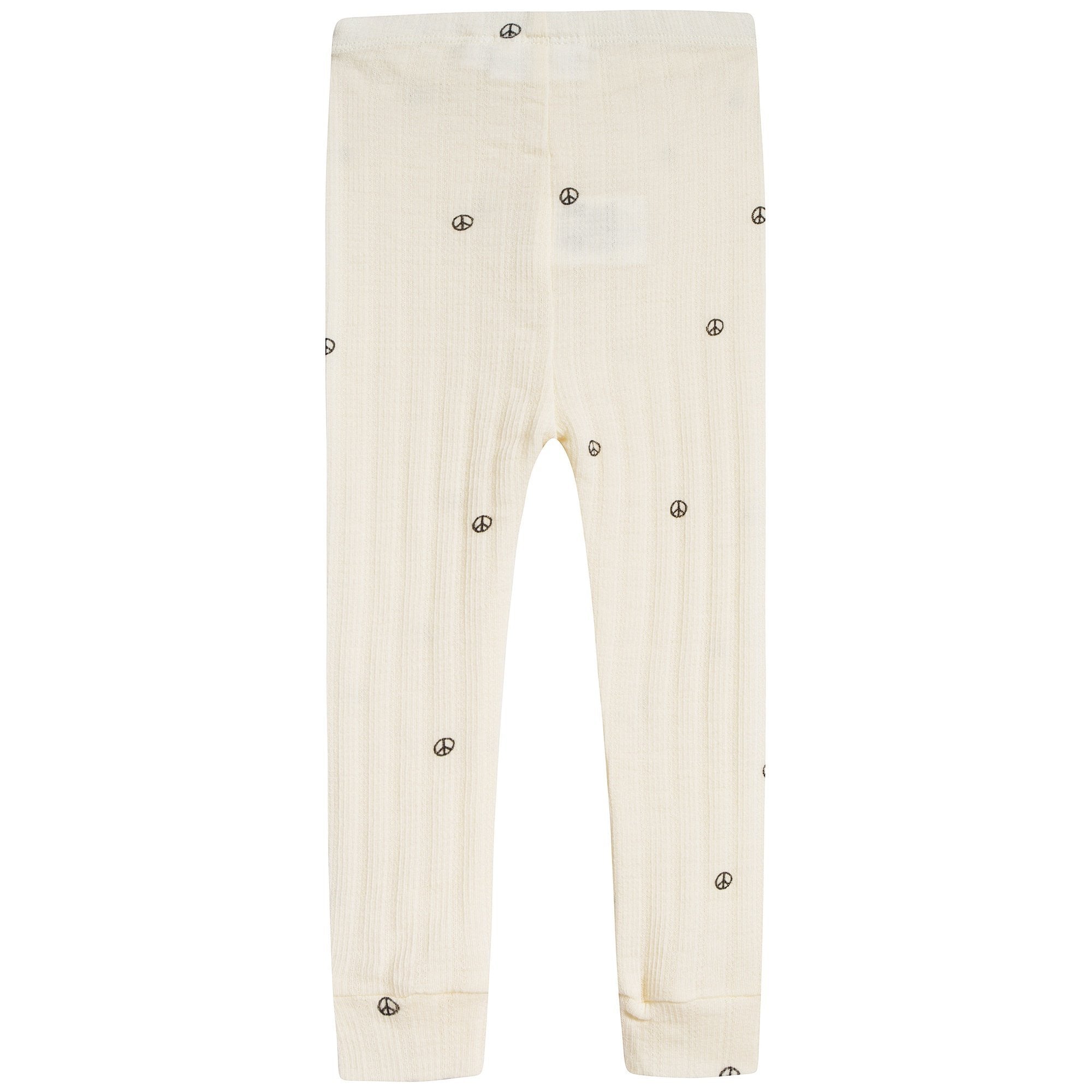 Girls Off White Organic Merino Wool Leggings