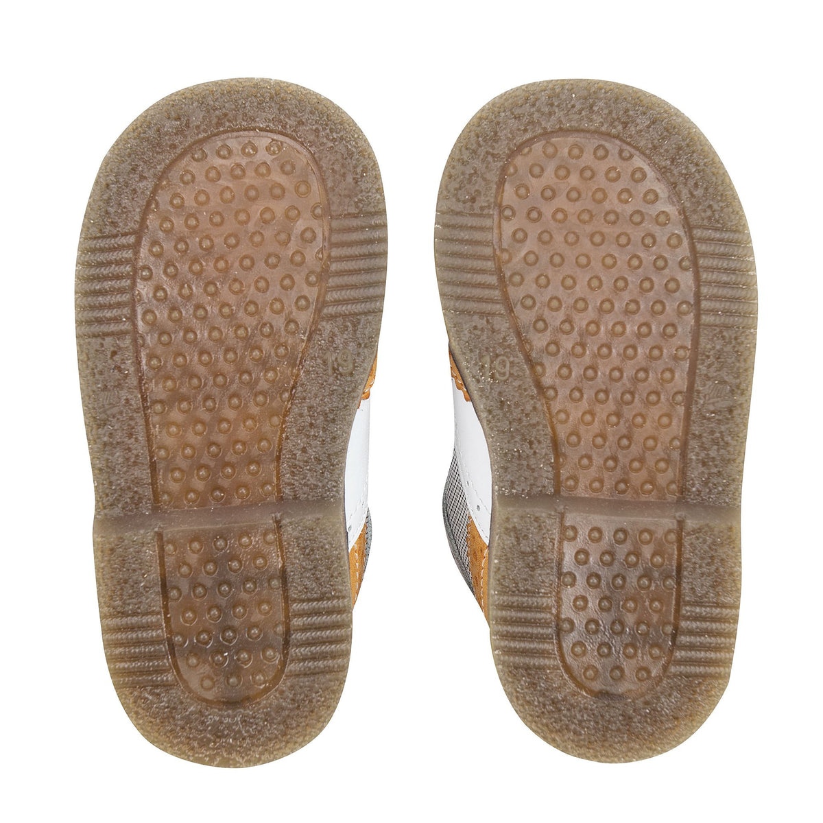 Chaussures à lacets en daim et cuir nappa blanc et camel pour garçons