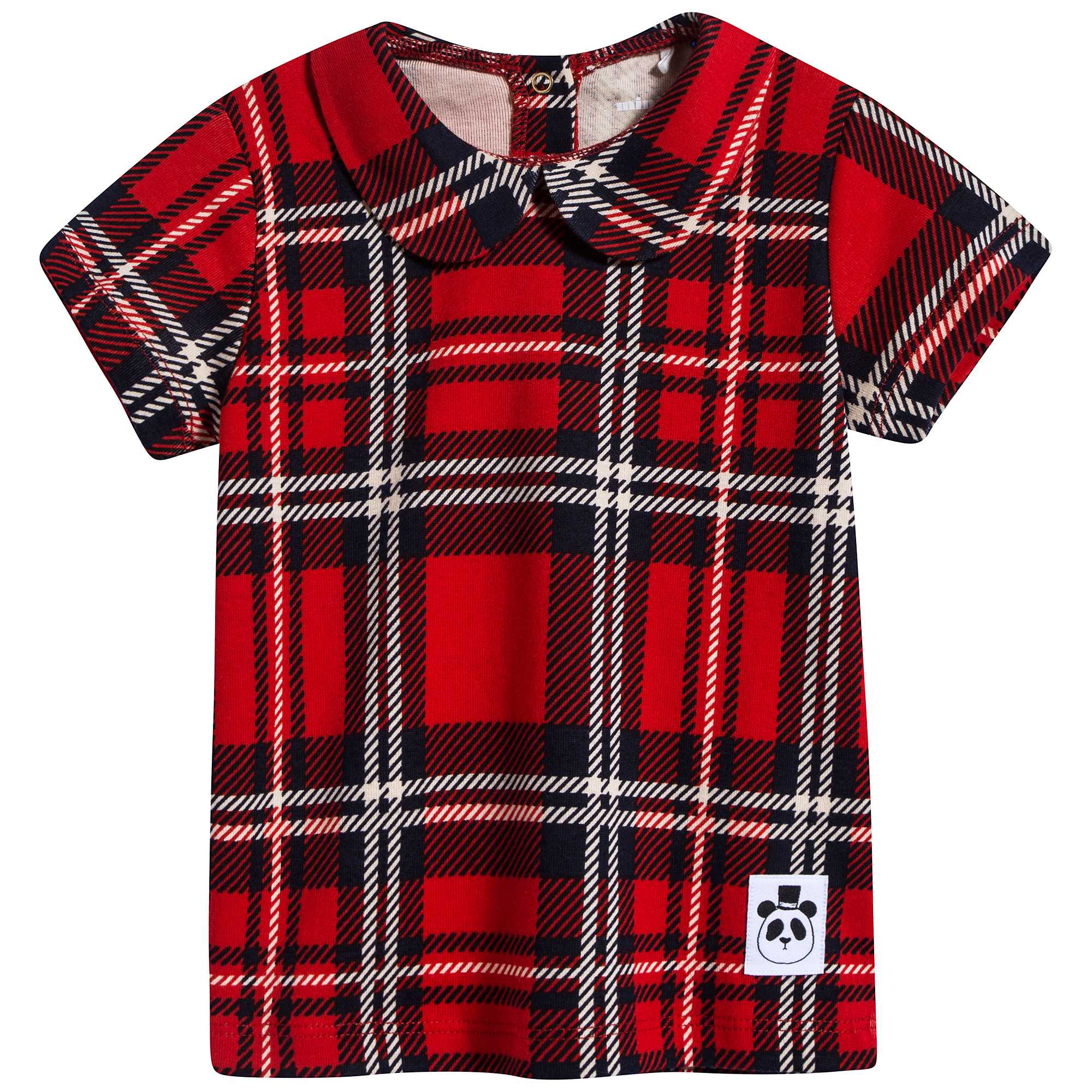 Girls Red Check Organic Cotton T-shirt