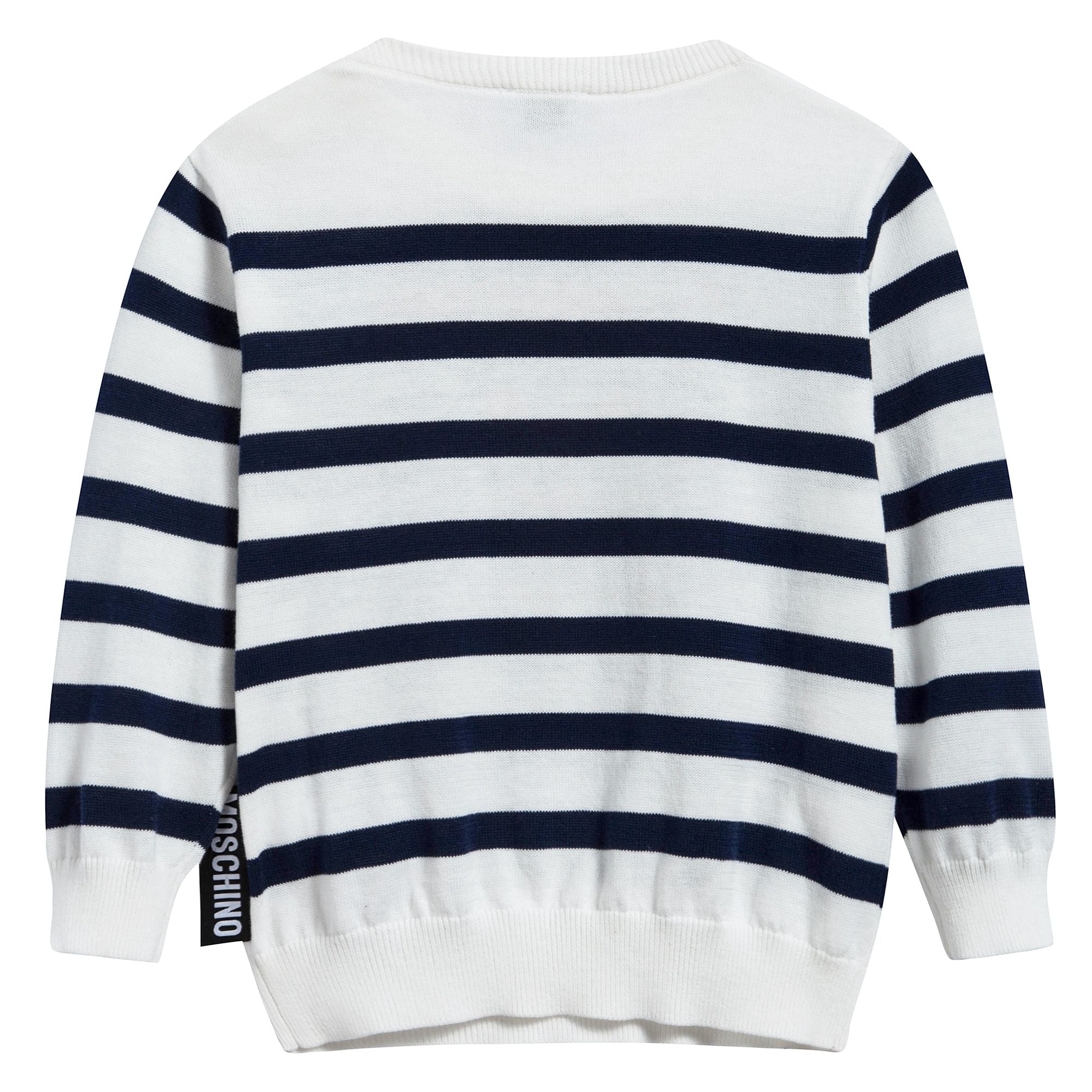 Baby White & Blue Striped Cotton Sweater