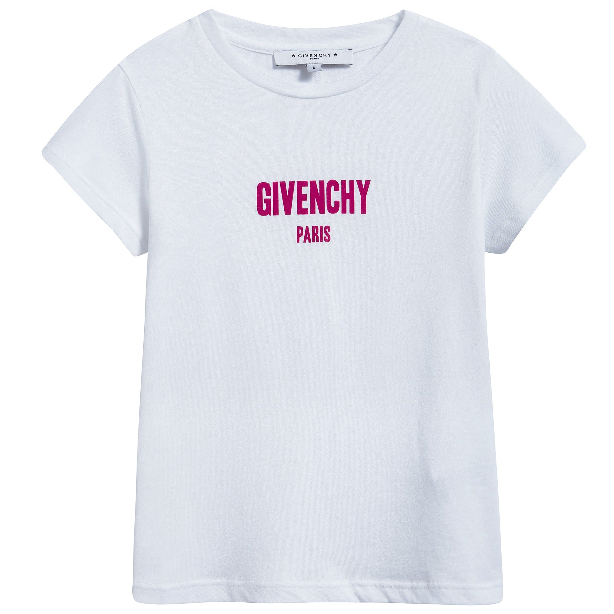 Girls White Cotton Pink Logo T-shirt