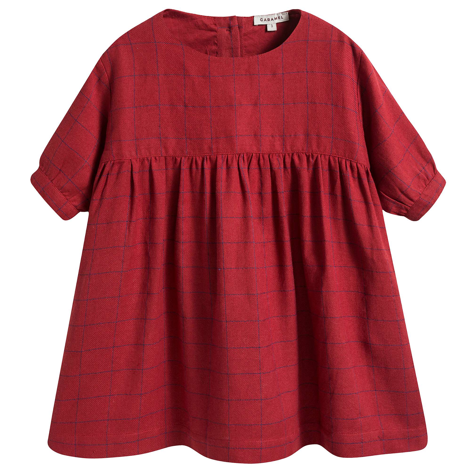 Girls Red Check Cotton Dress