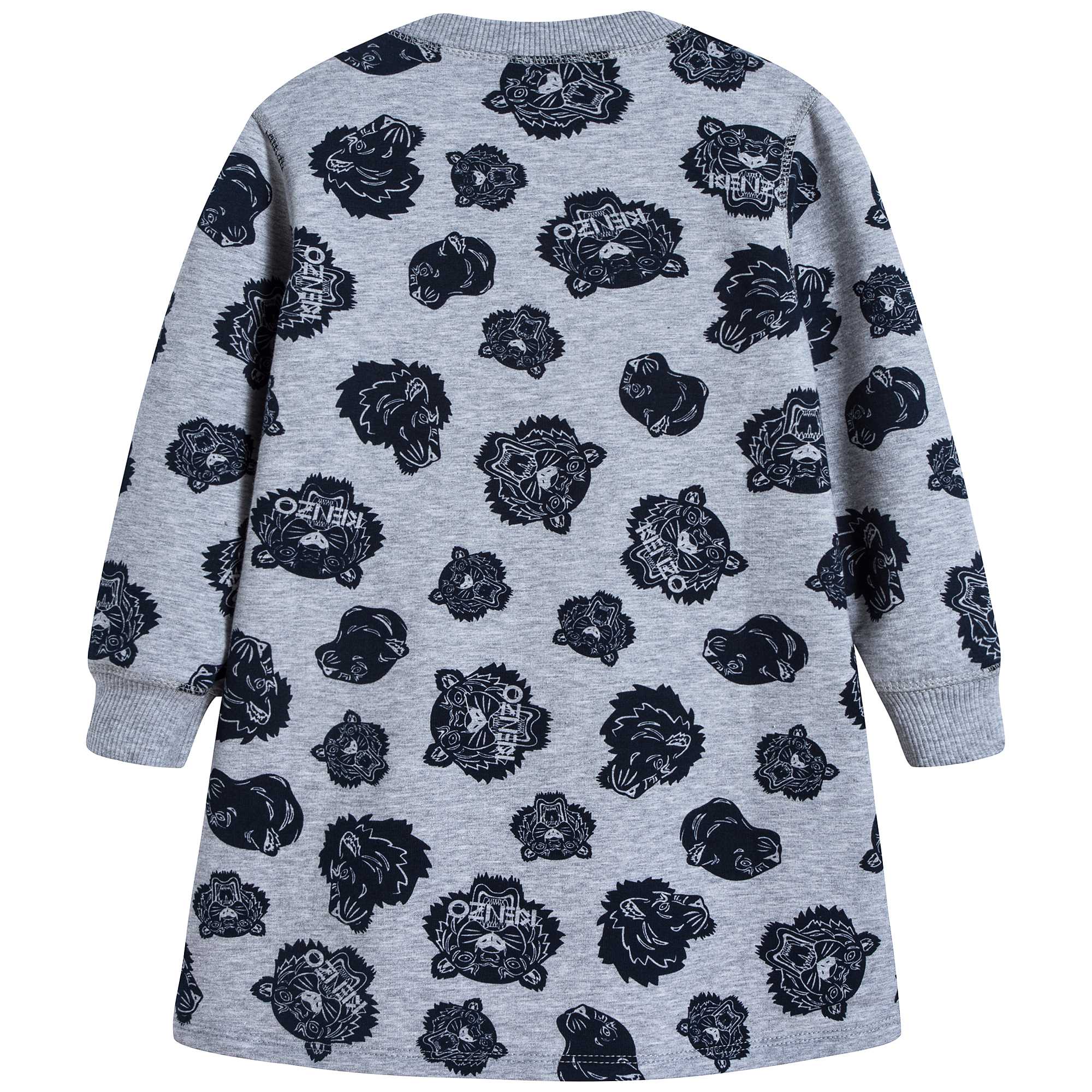 Baby Girls Marl Grey Tiger Printed Cotton Dress