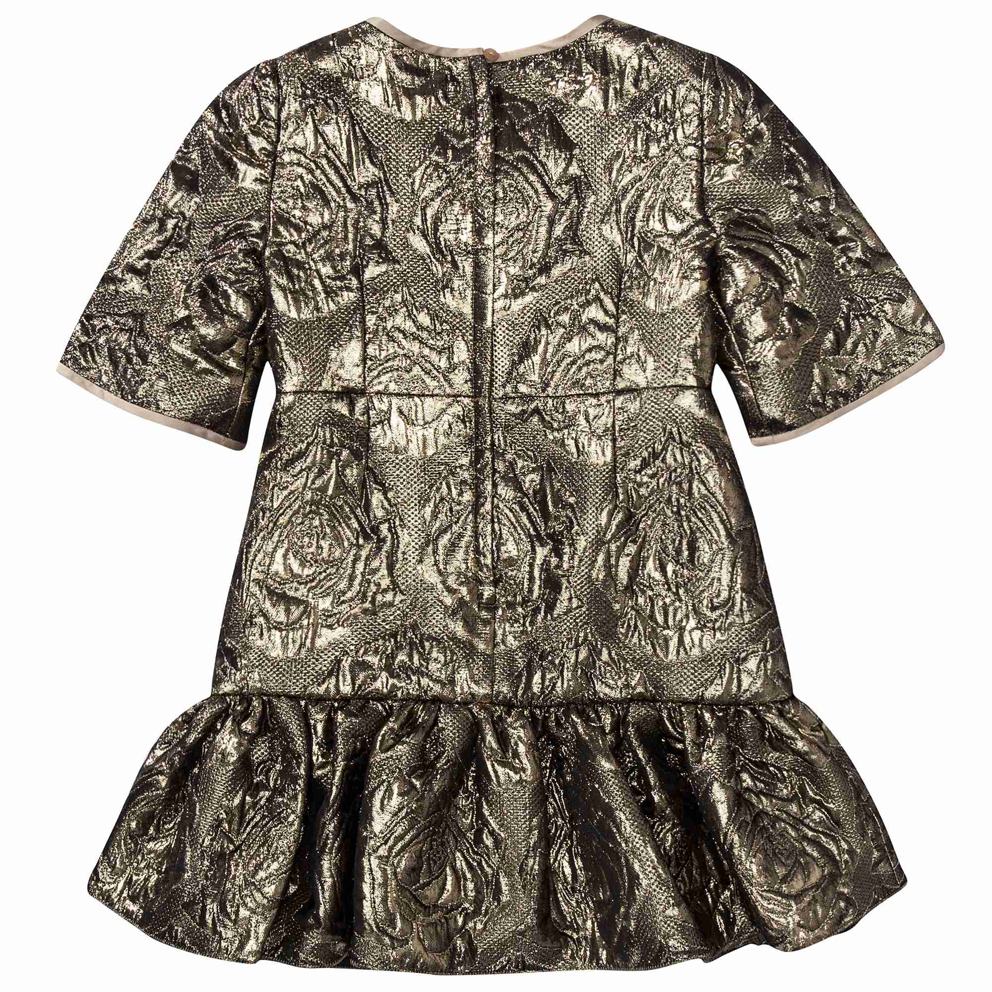 Baby Girls Gold Jacquard Dress