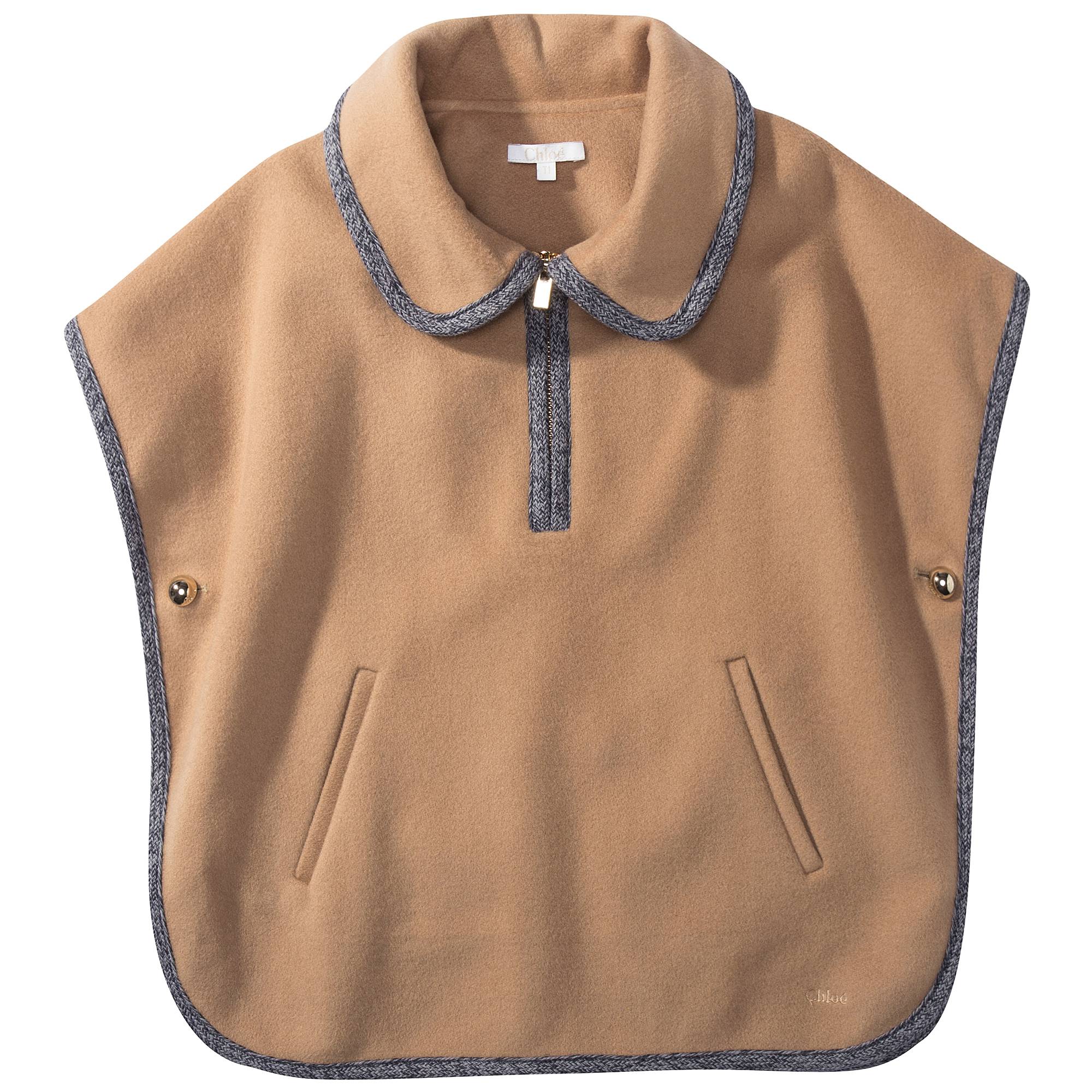 Girls Brown Wool Cape