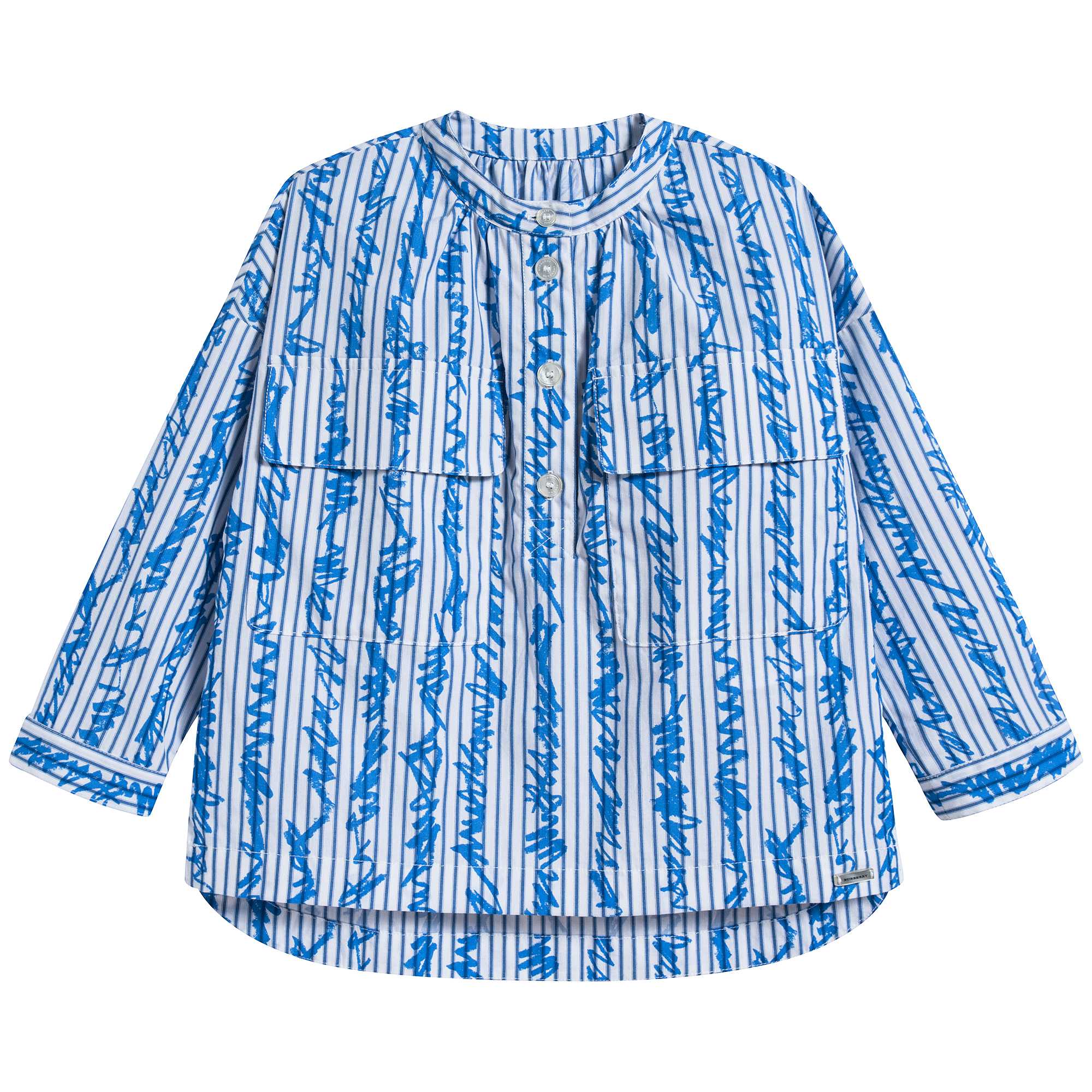 Girls Bright Blue Cotton Shirt