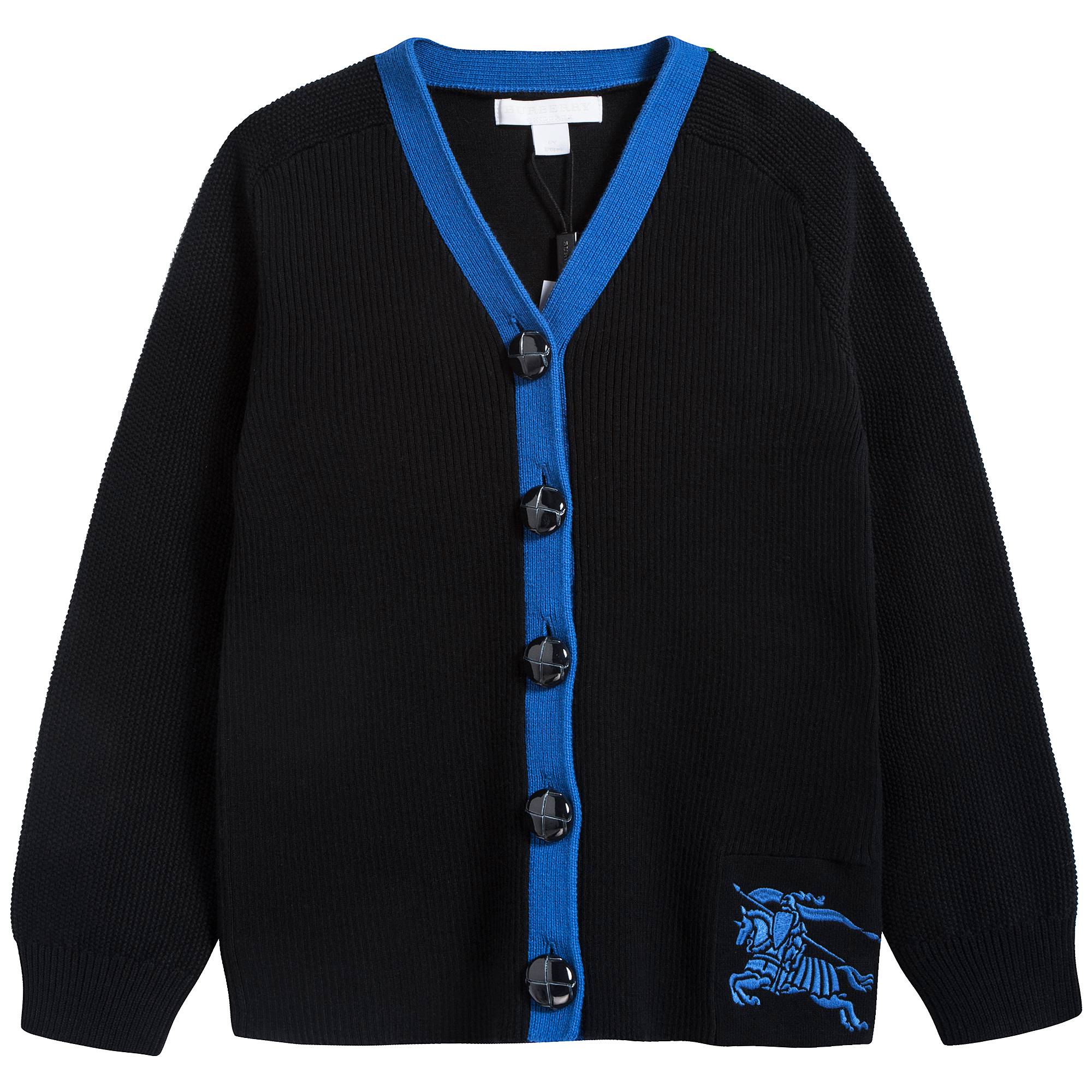 Girls Black Cotton Cardigan