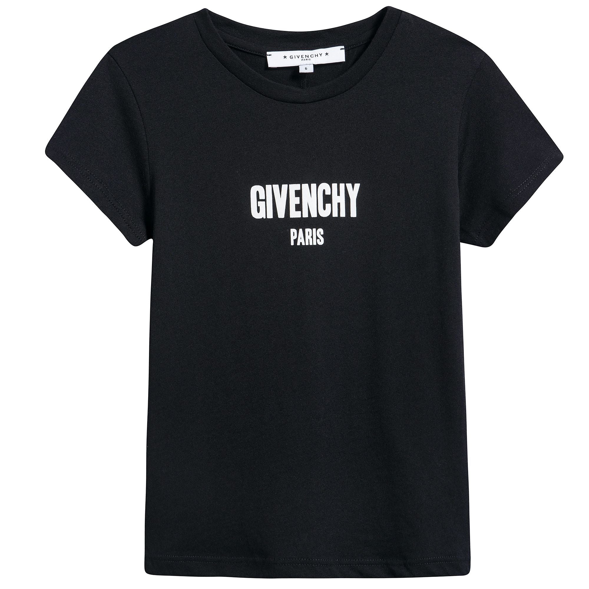 Girls Black Cotton Logo T-shirt