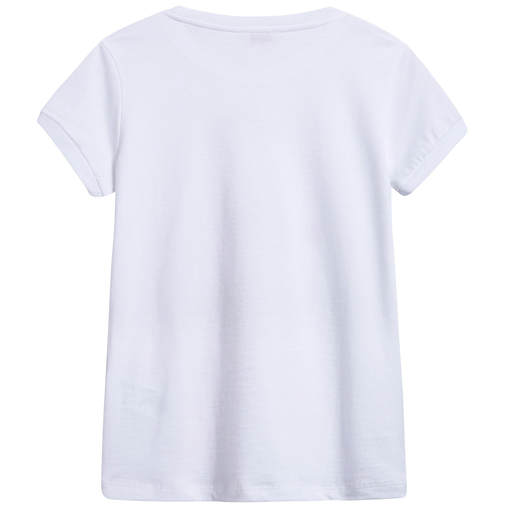 Girls White & Azalea Pink Printed Cotton T-shirt