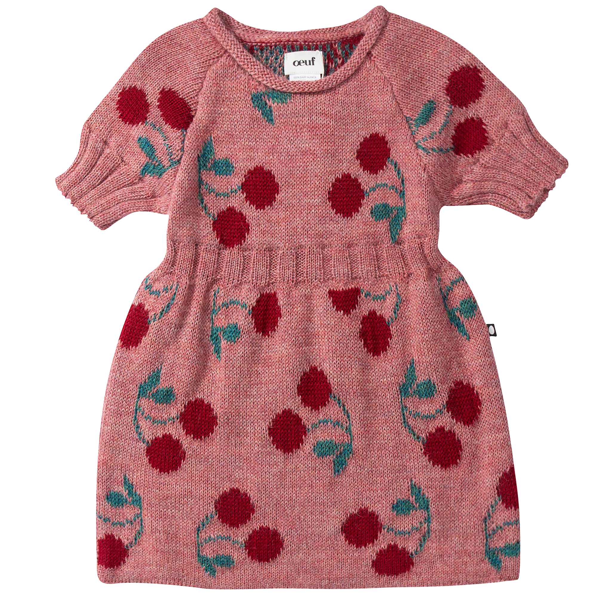Girls Rose Pink Cherry Alpaca Wool Dress