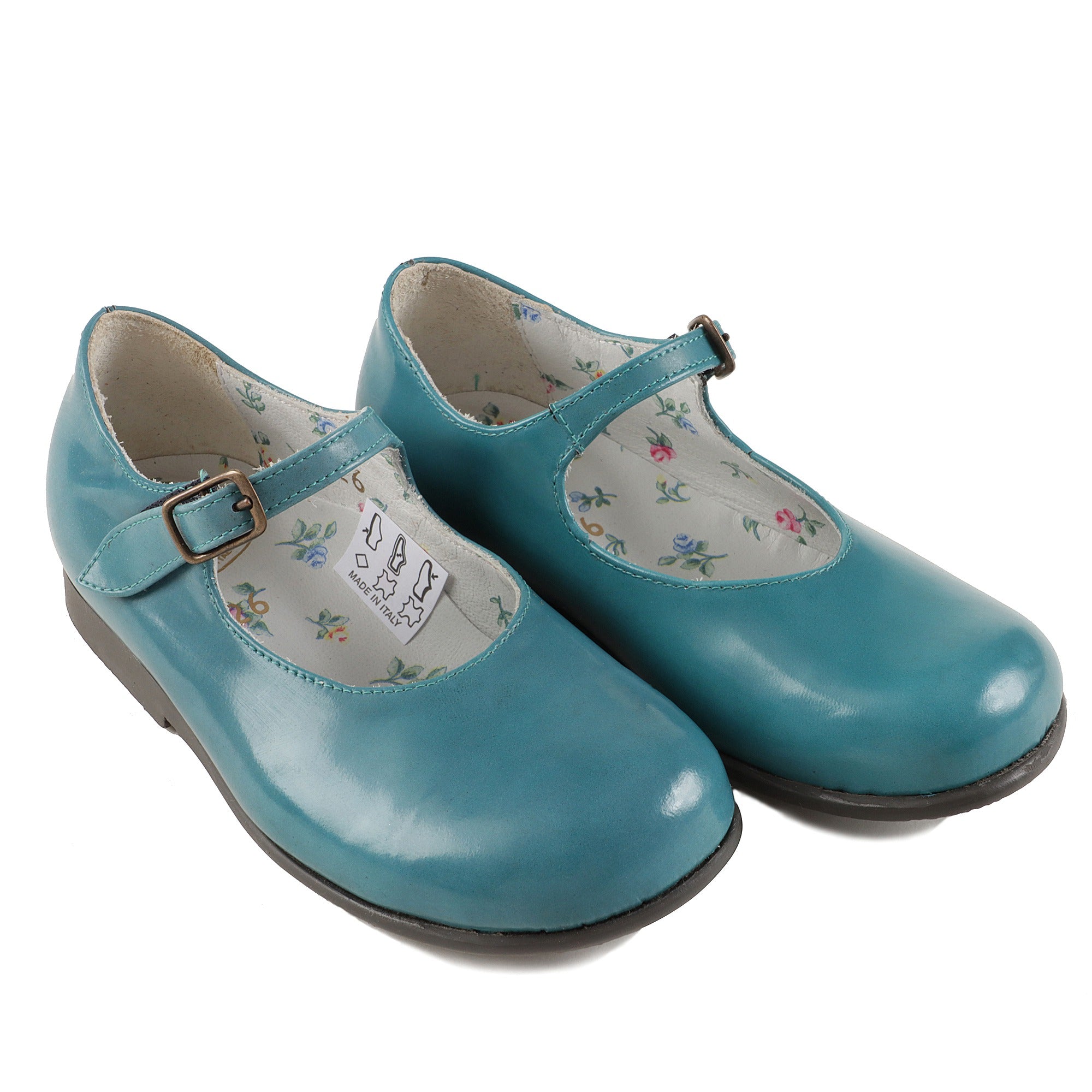 Girls Blue Leather Flat Shoes