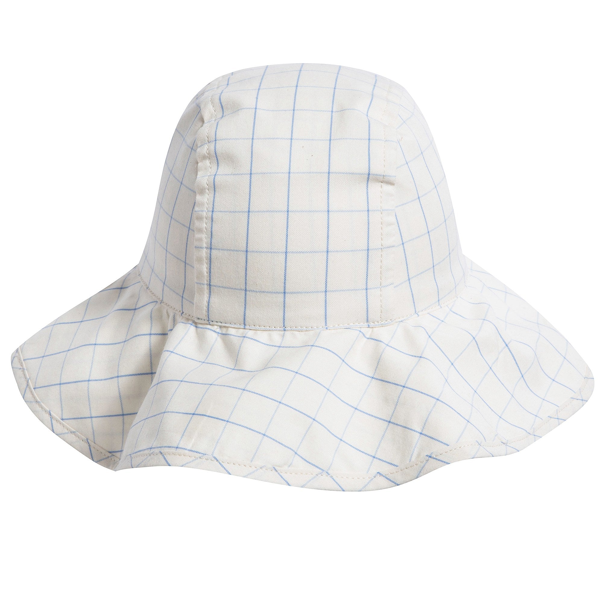 Girls Beige Pima Cotton Grid Sun Hat