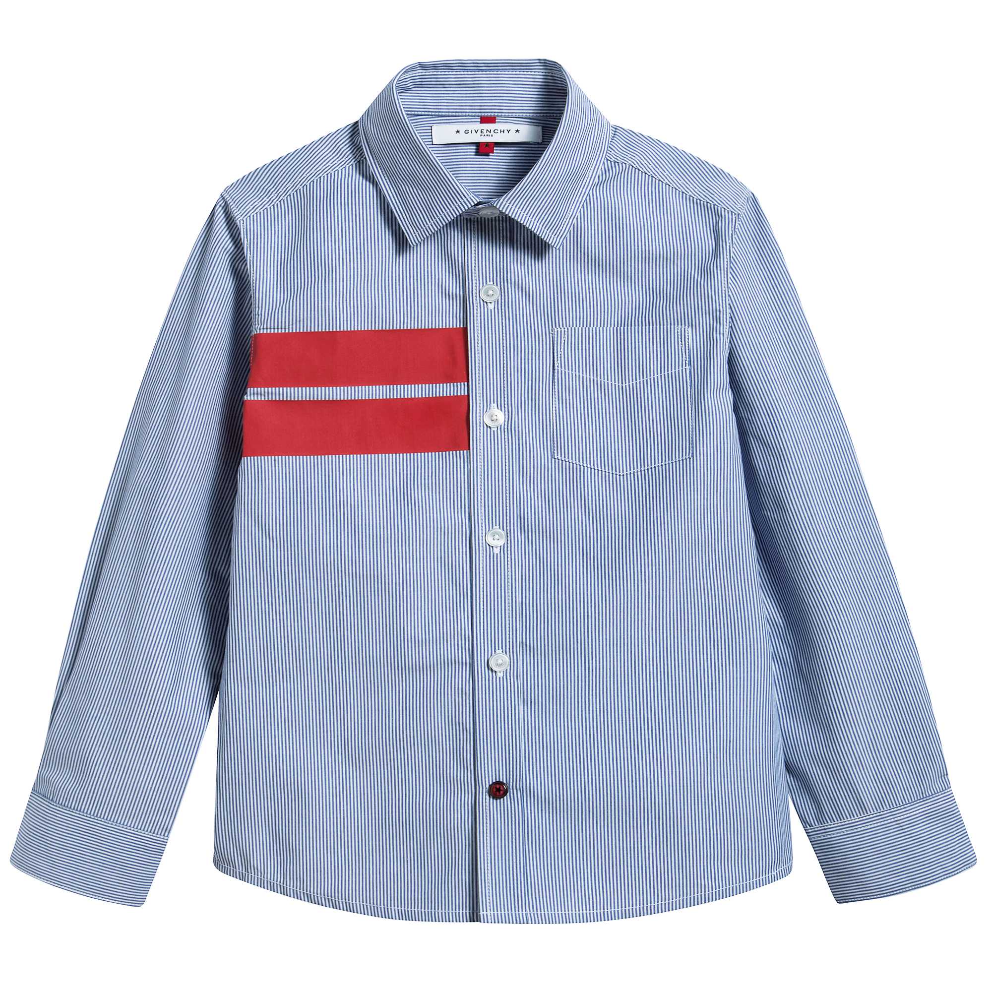 Boys Blue & Red Striped Cotton T-shirt
