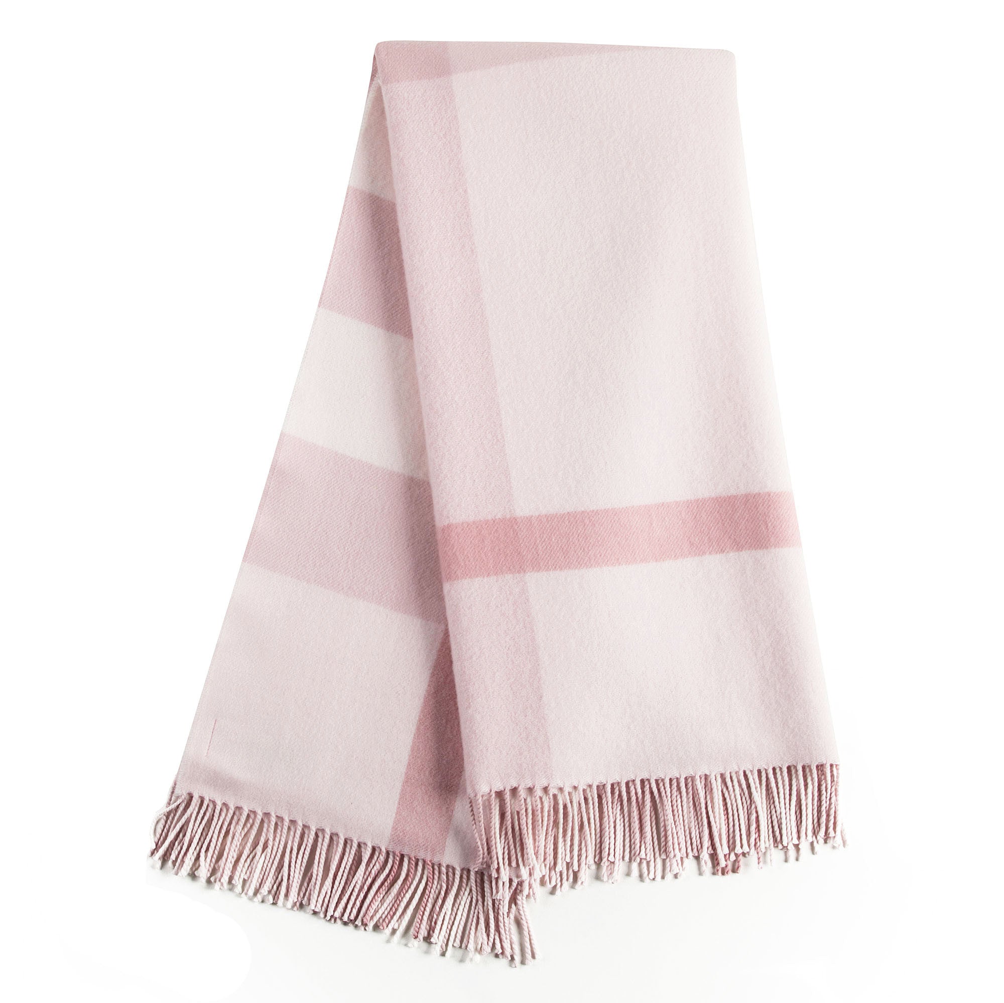 Girls Powder Pink Checked Wool Scarf
