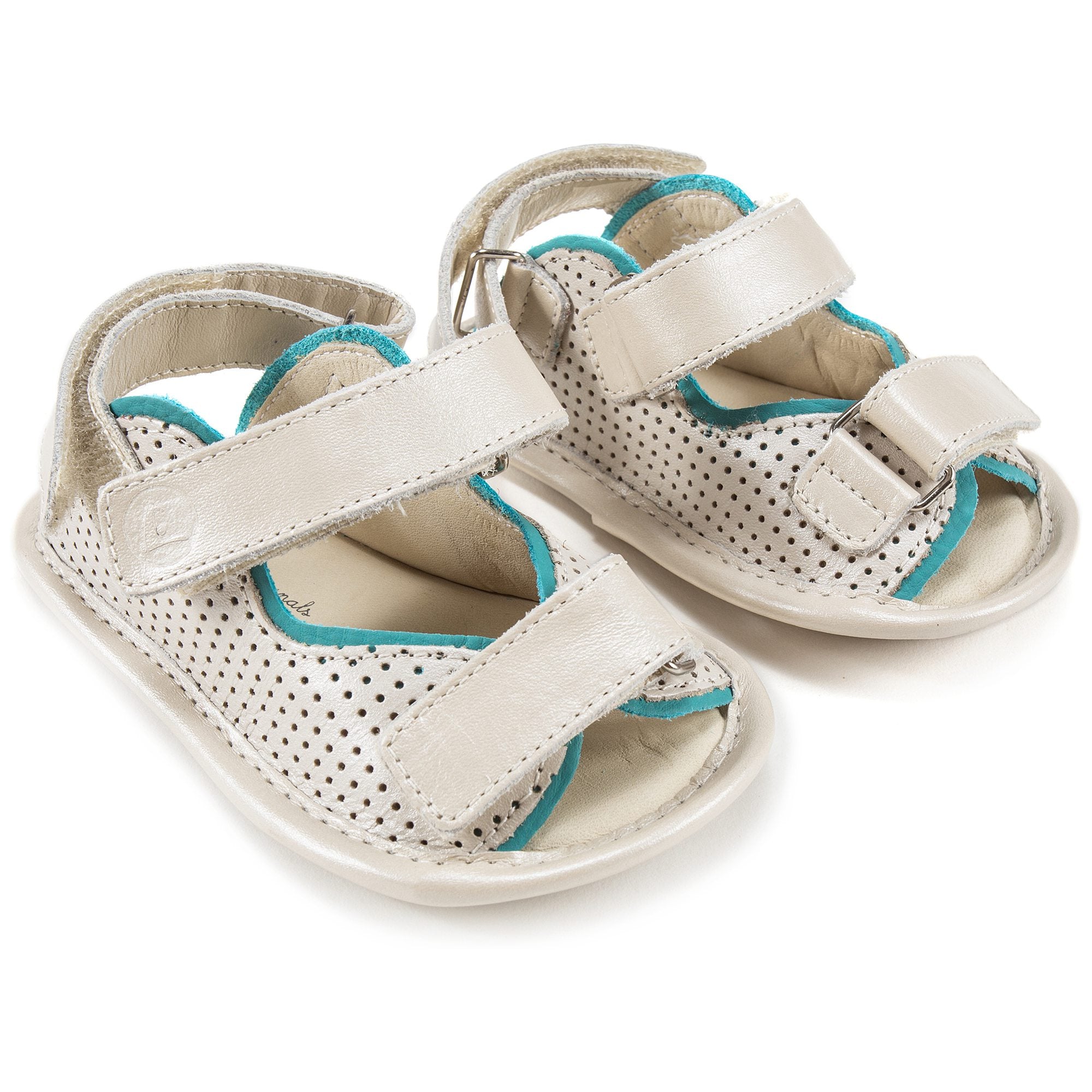 Baby Girls Antique White Holes Leather Sandal