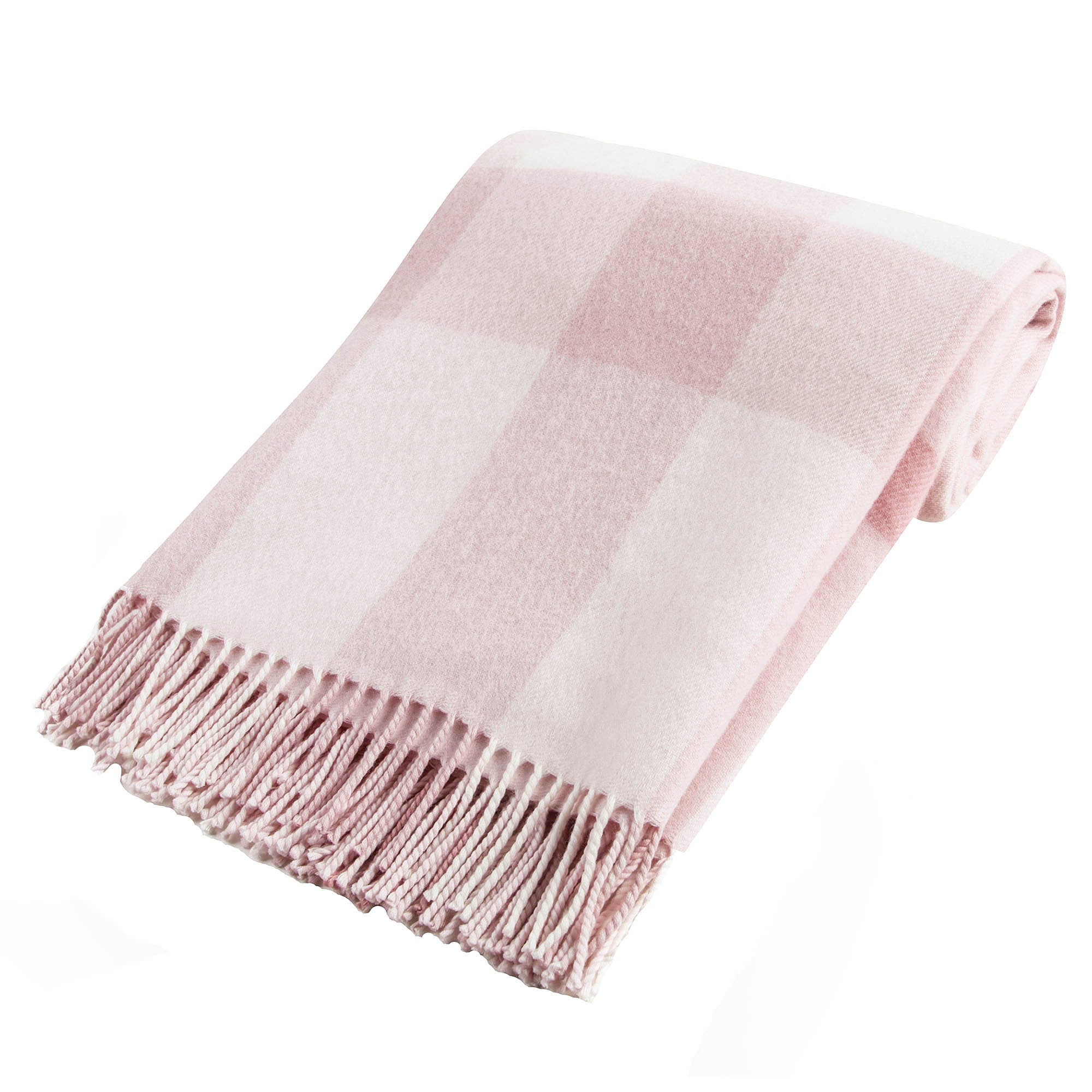 Girls Powder Pink Checked Wool Scarf