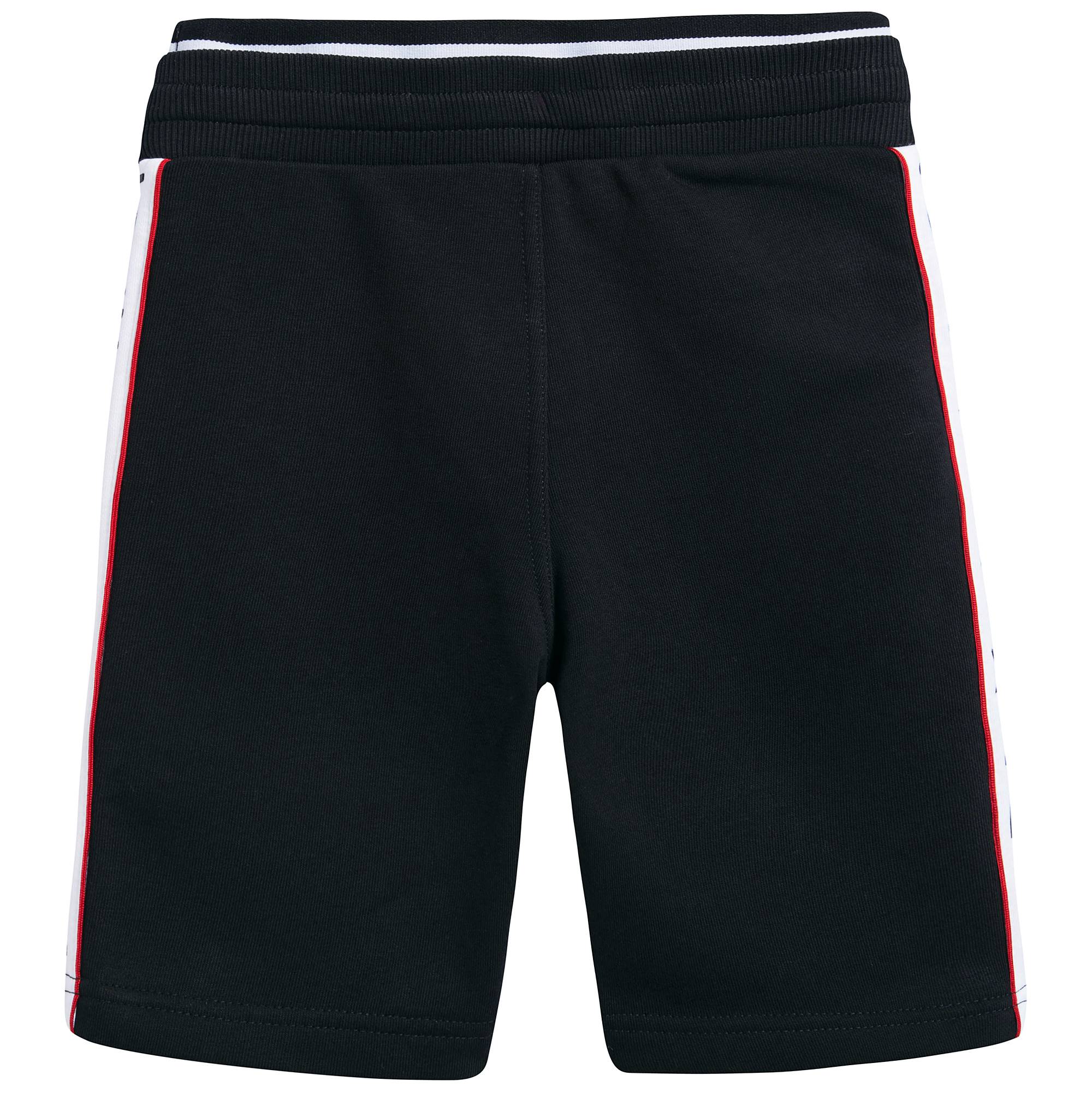 Boys Black Logo Cotton Shorts