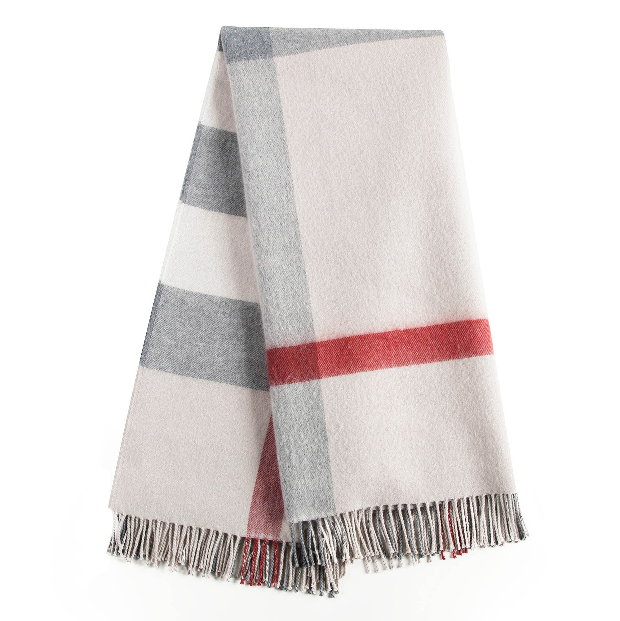 Girls Beige Checked Wool Scarf