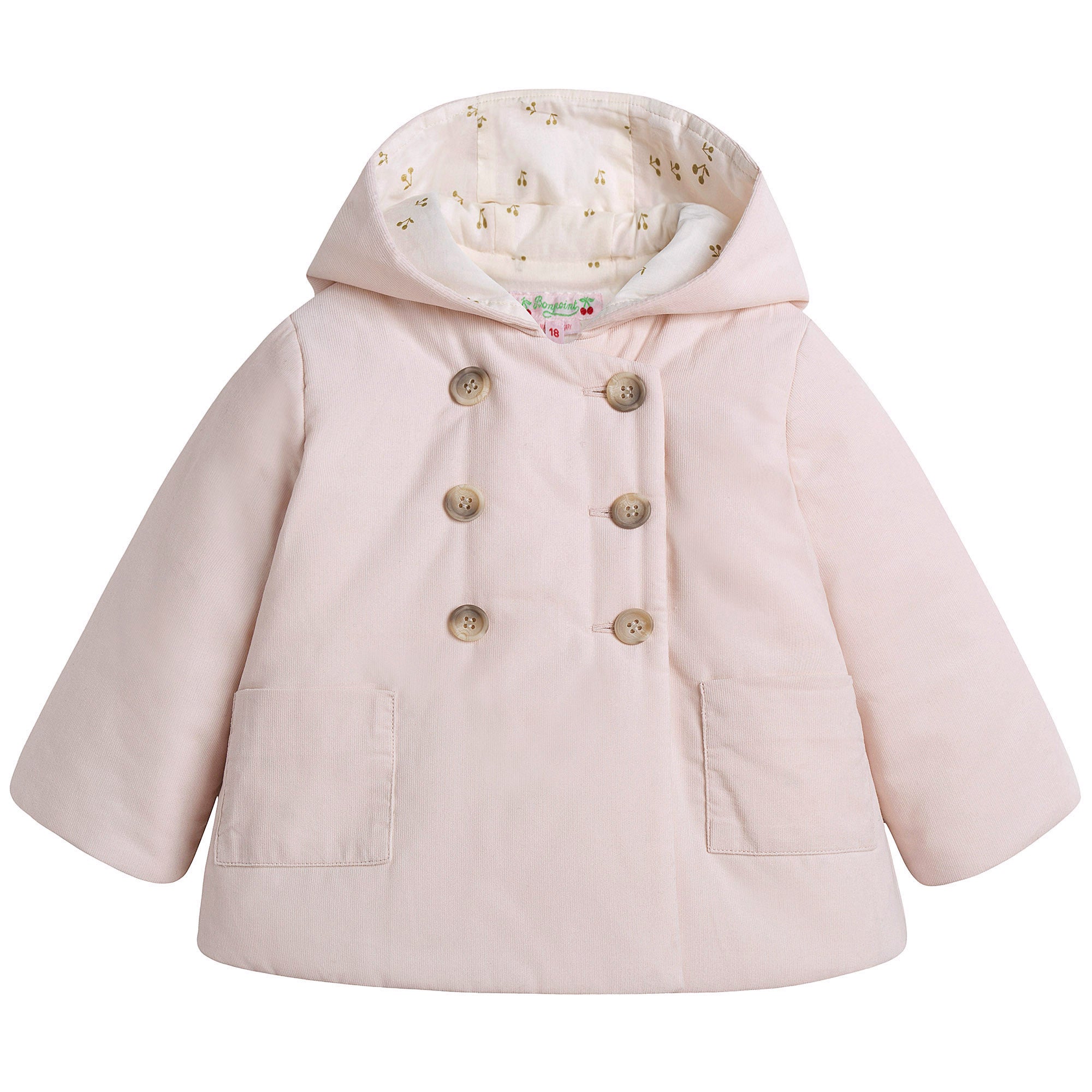 Baby Girls Light Pink Hooded Cotton Coat - CÉMAROSE | Children's Fashion Store - 1