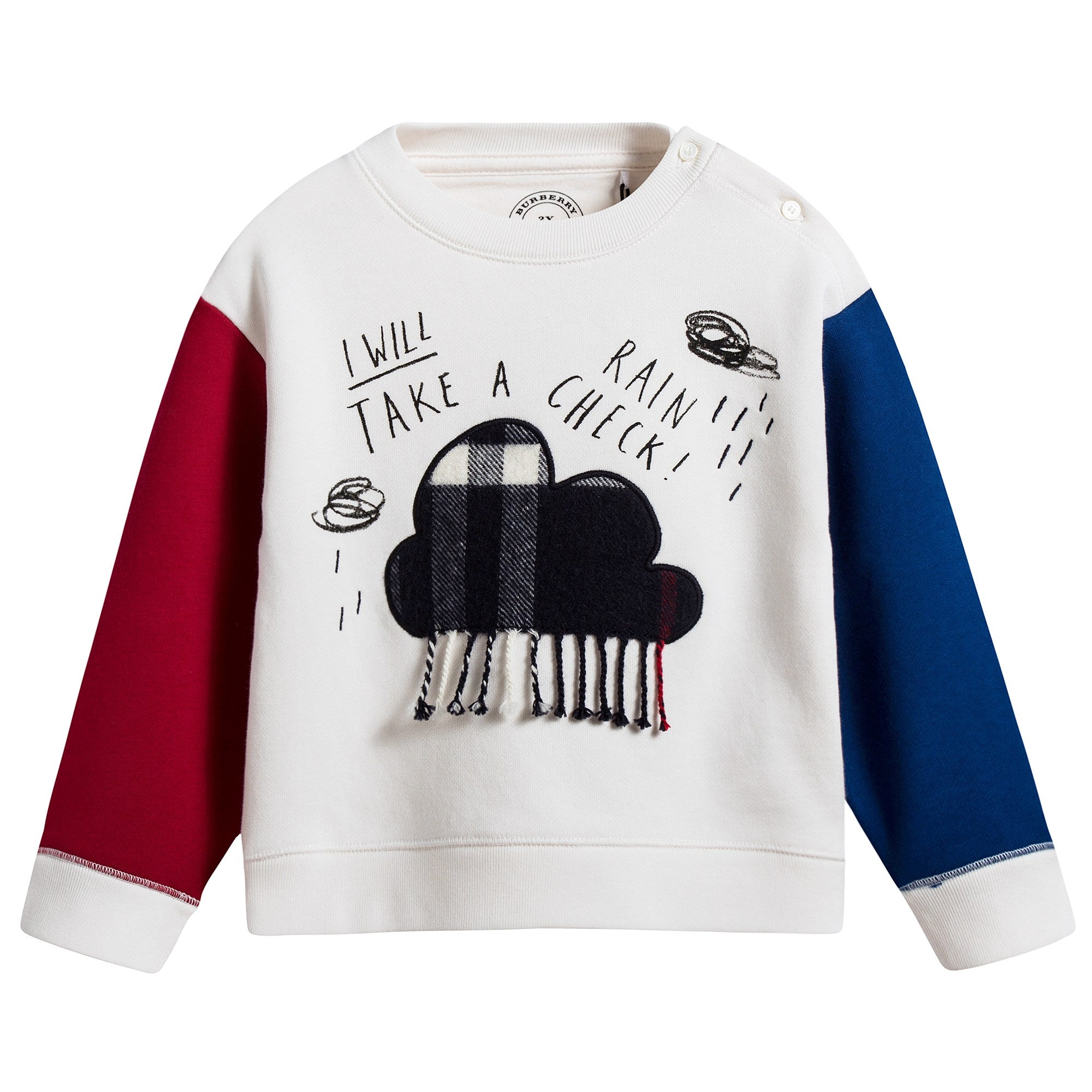 Baby Boys White 鈥淔laky clouds鈥? Cotton Sweatshirt