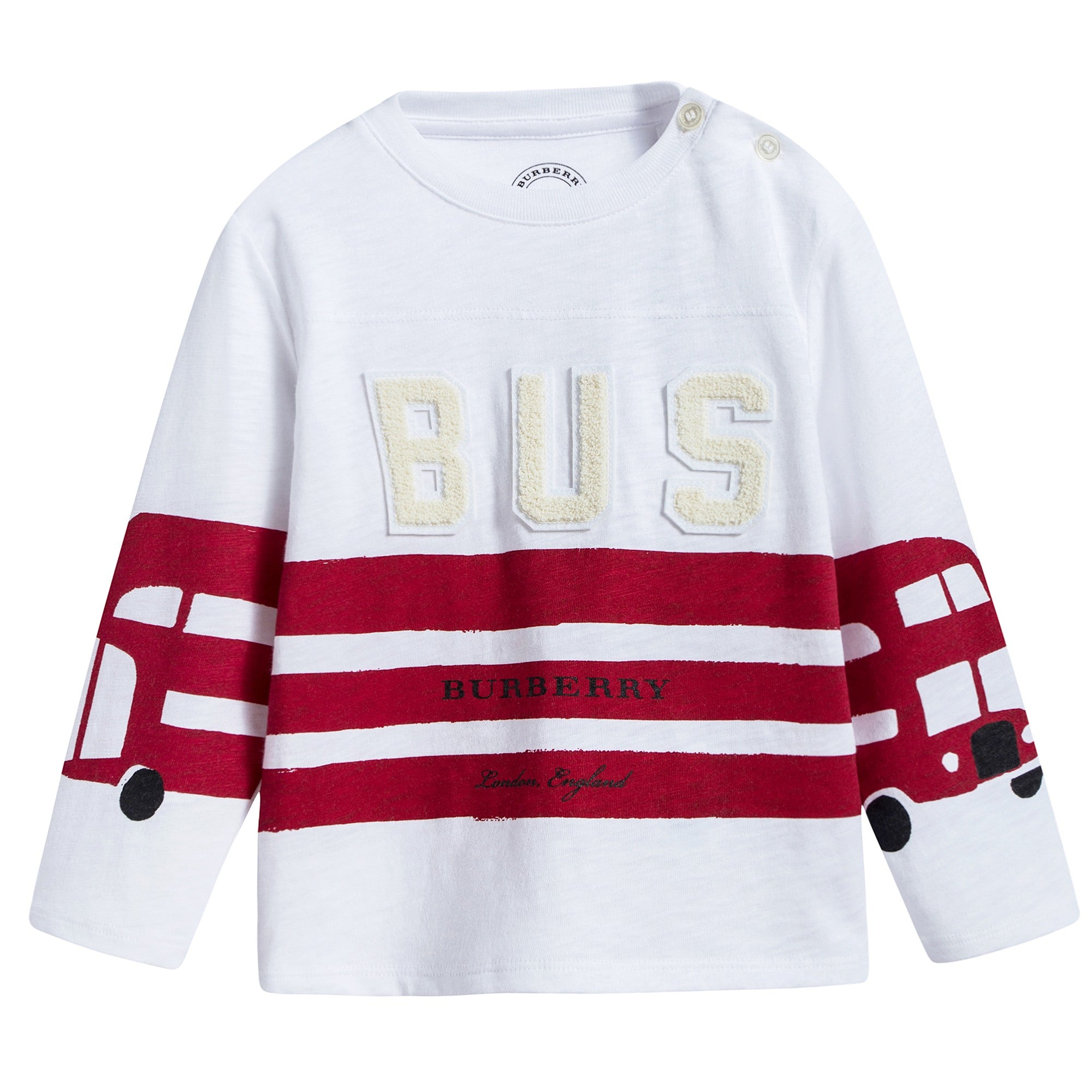 Baby White & Red Striped Cotton T-shirt