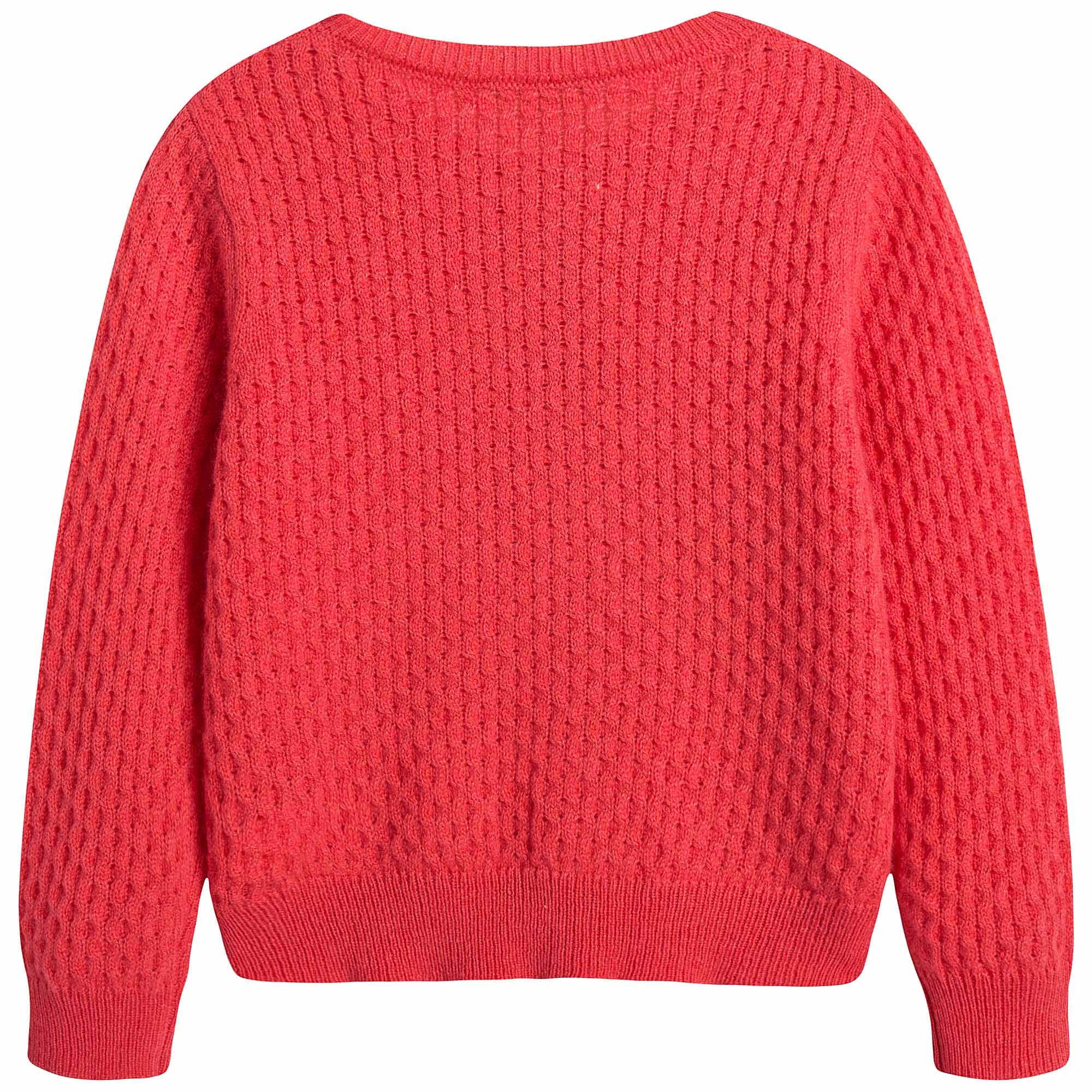Girls Red Cashmere Cardigan - CÉMAROSE | Children's Fashion Store - 2
