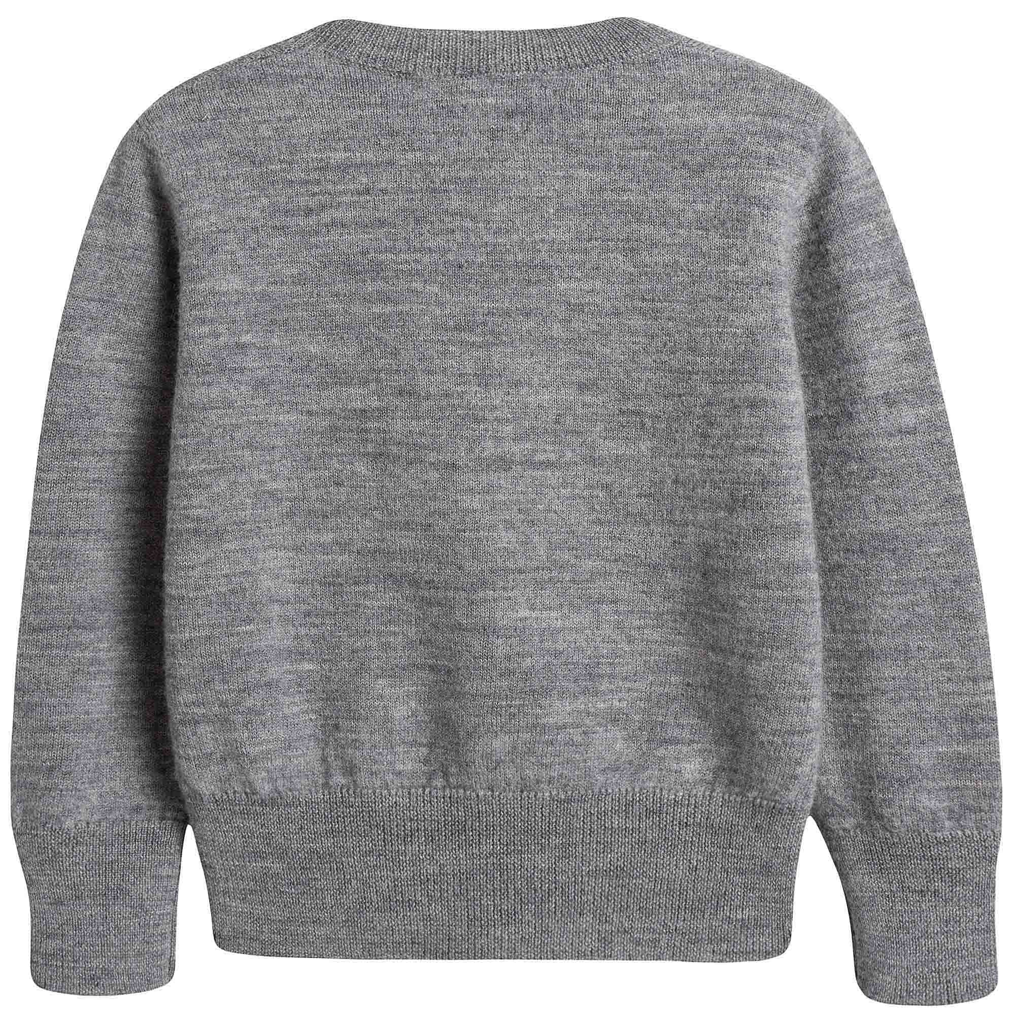 Girls Grey Embroidered Sequins Wool Sweater - CÉMAROSE | Children's Fashion Store - 2