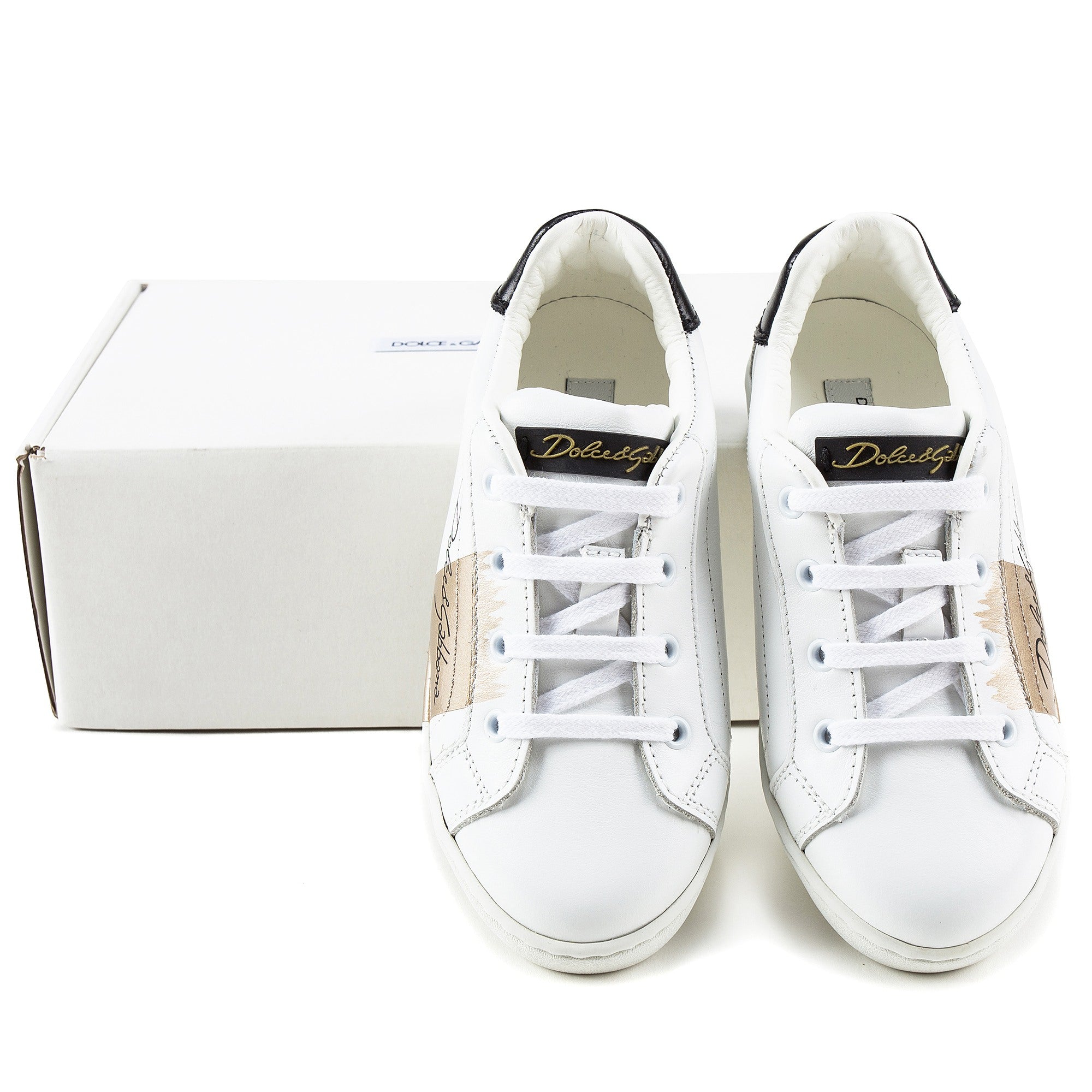 Girls White Leather Whit Logo Shoes