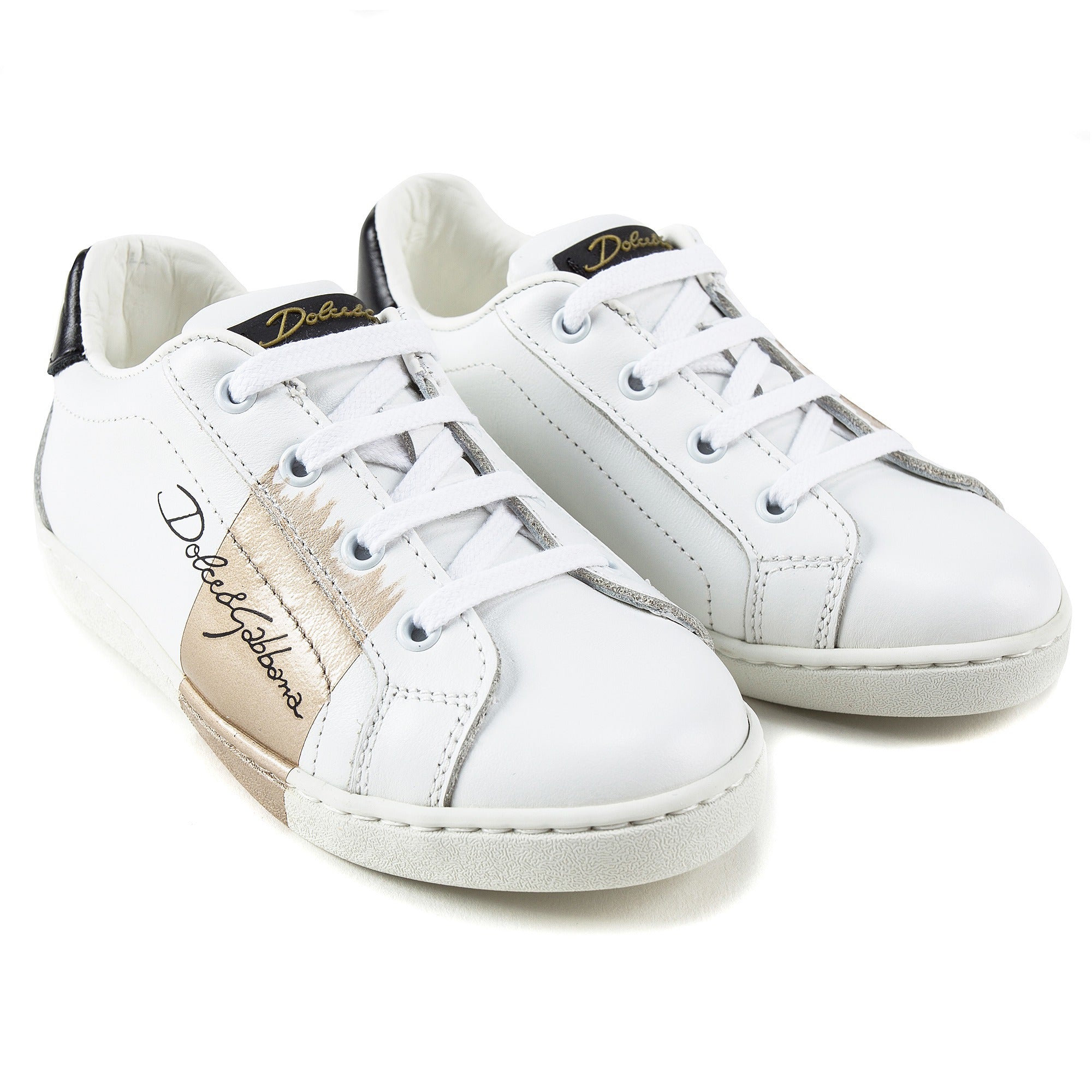 Girls White Leather Whit Logo Shoes