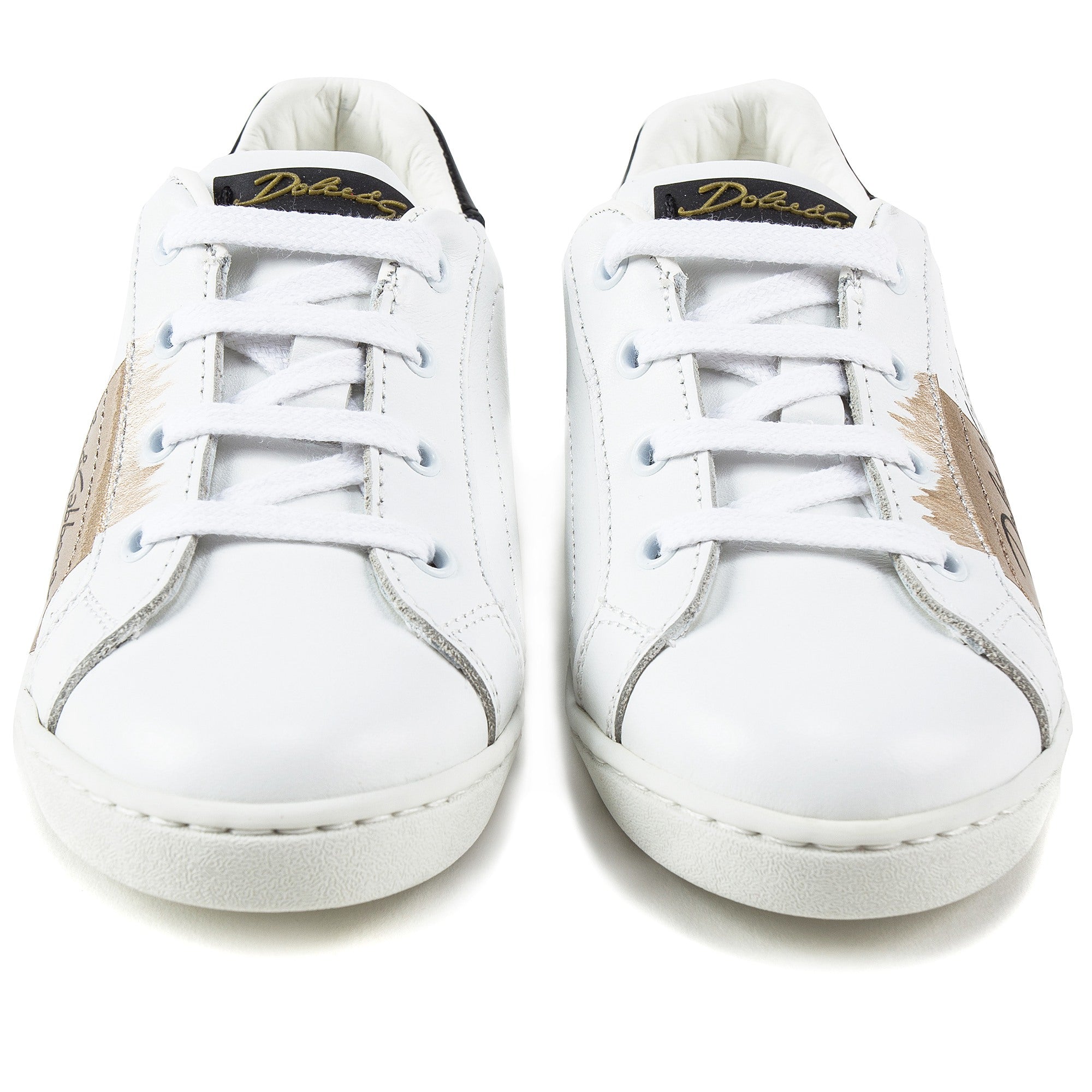 Girls White Leather Whit Logo Shoes