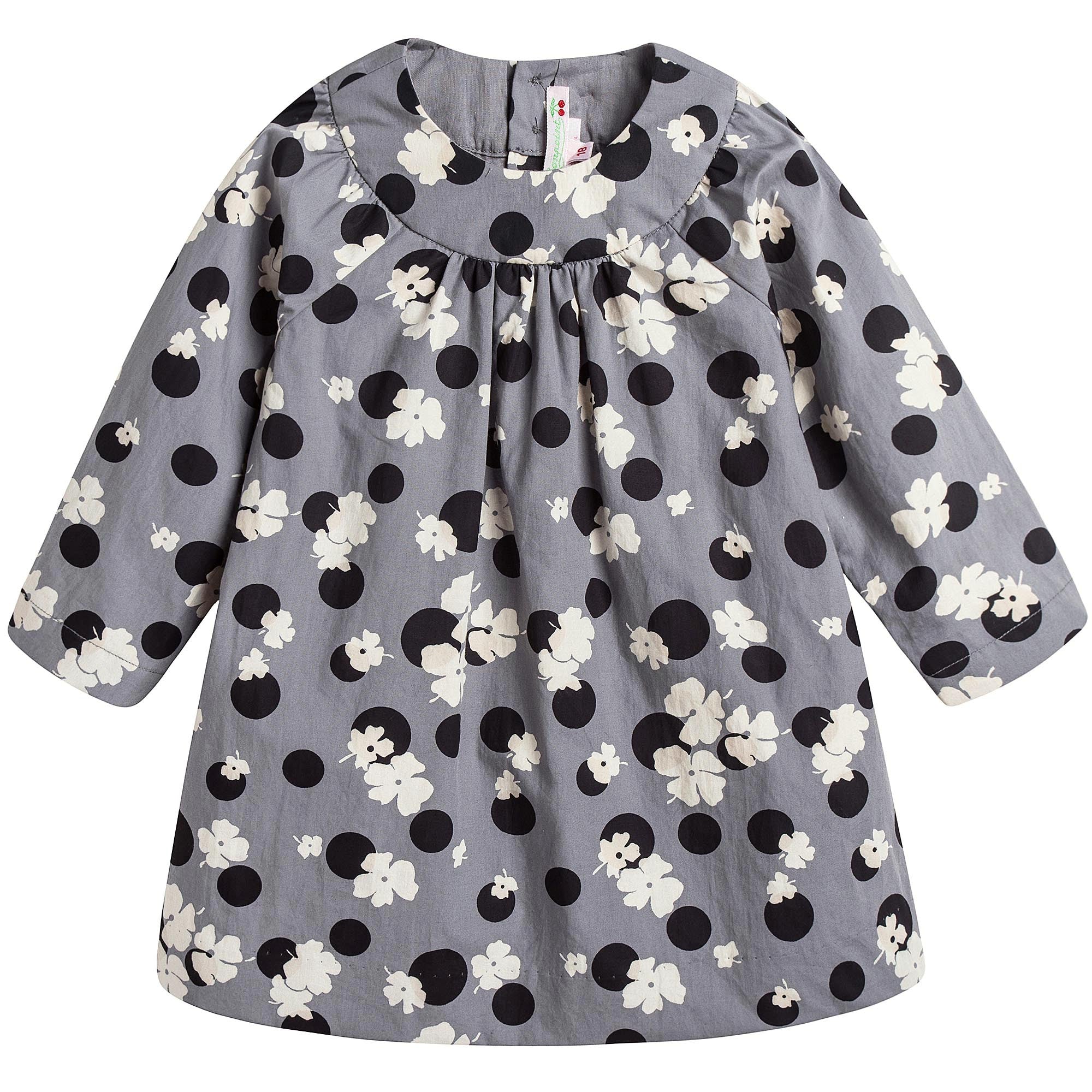 Baby Girls Grey With Multicolor Print Dresses - CÉMAROSE | Children's Fashion Store - 1