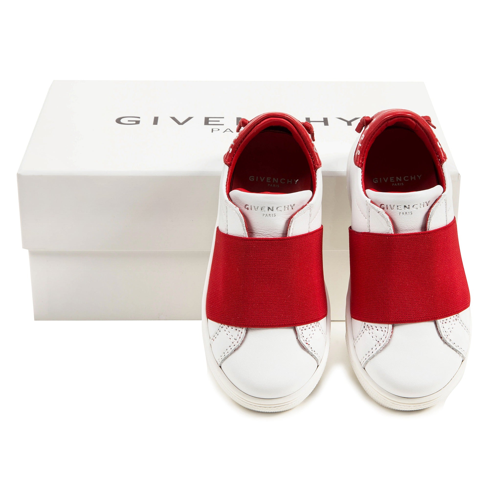 Girls White & Red Cuir Shoes