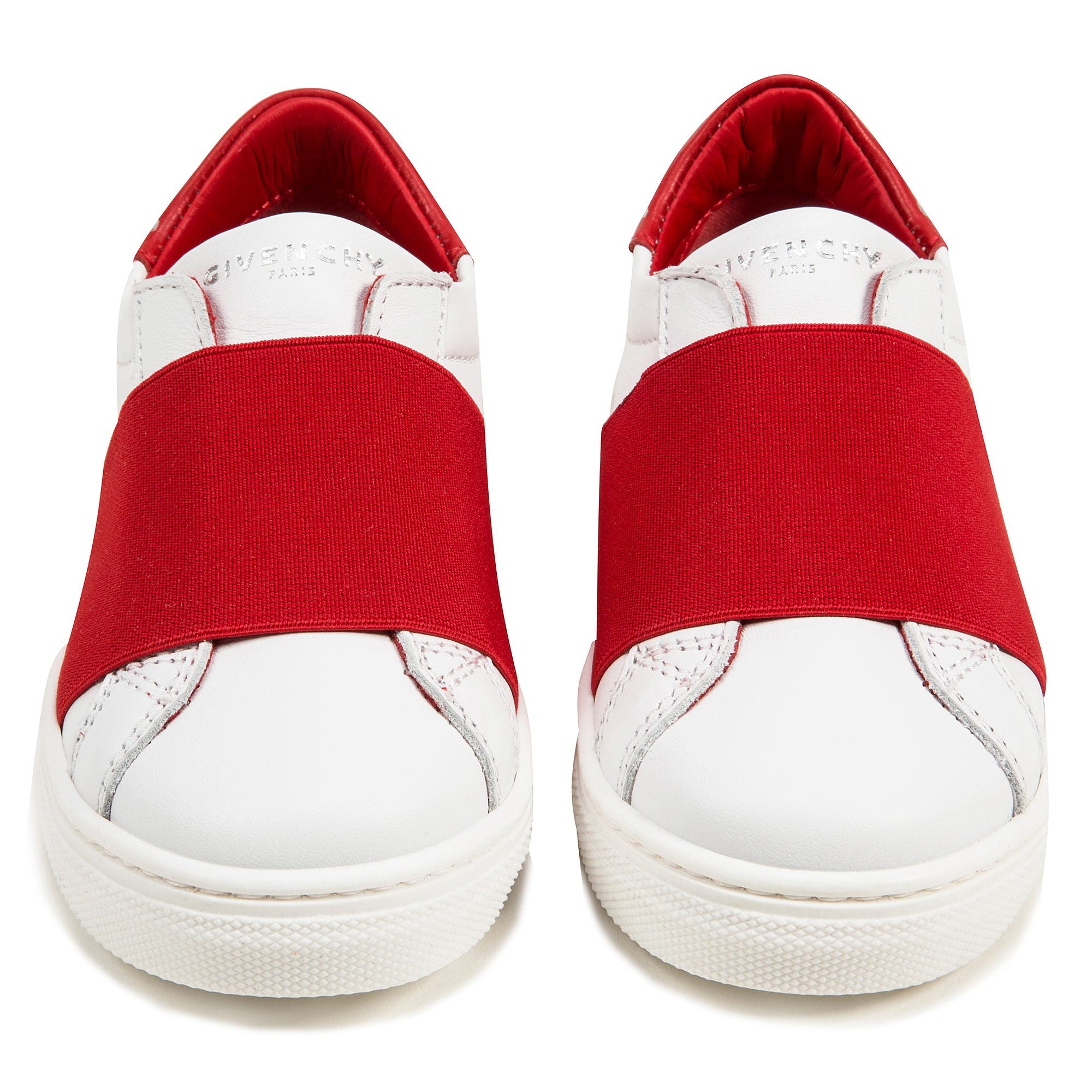 Girls White & Red Cuir Shoes